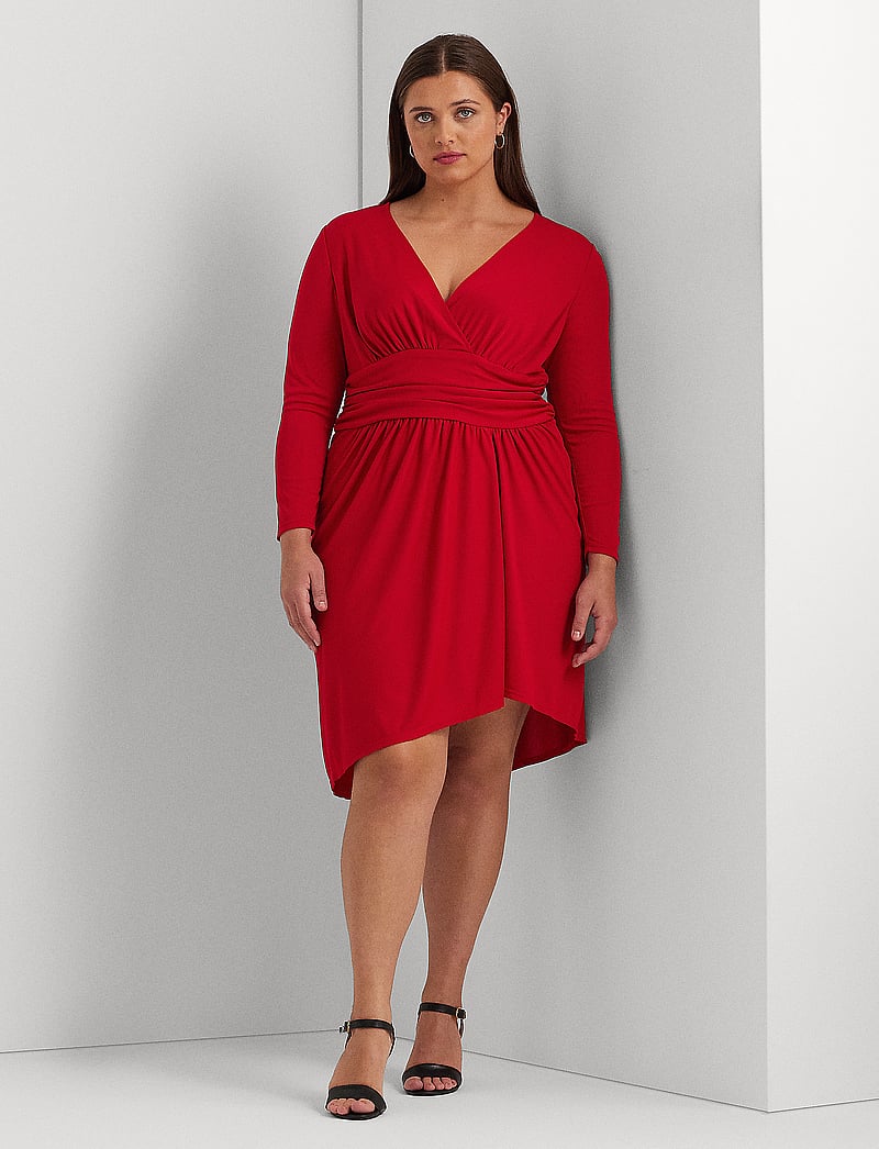 Lauren Women - Ruched Stretch Jersey Surplice Dress - cocktailkleider - martin red - 0