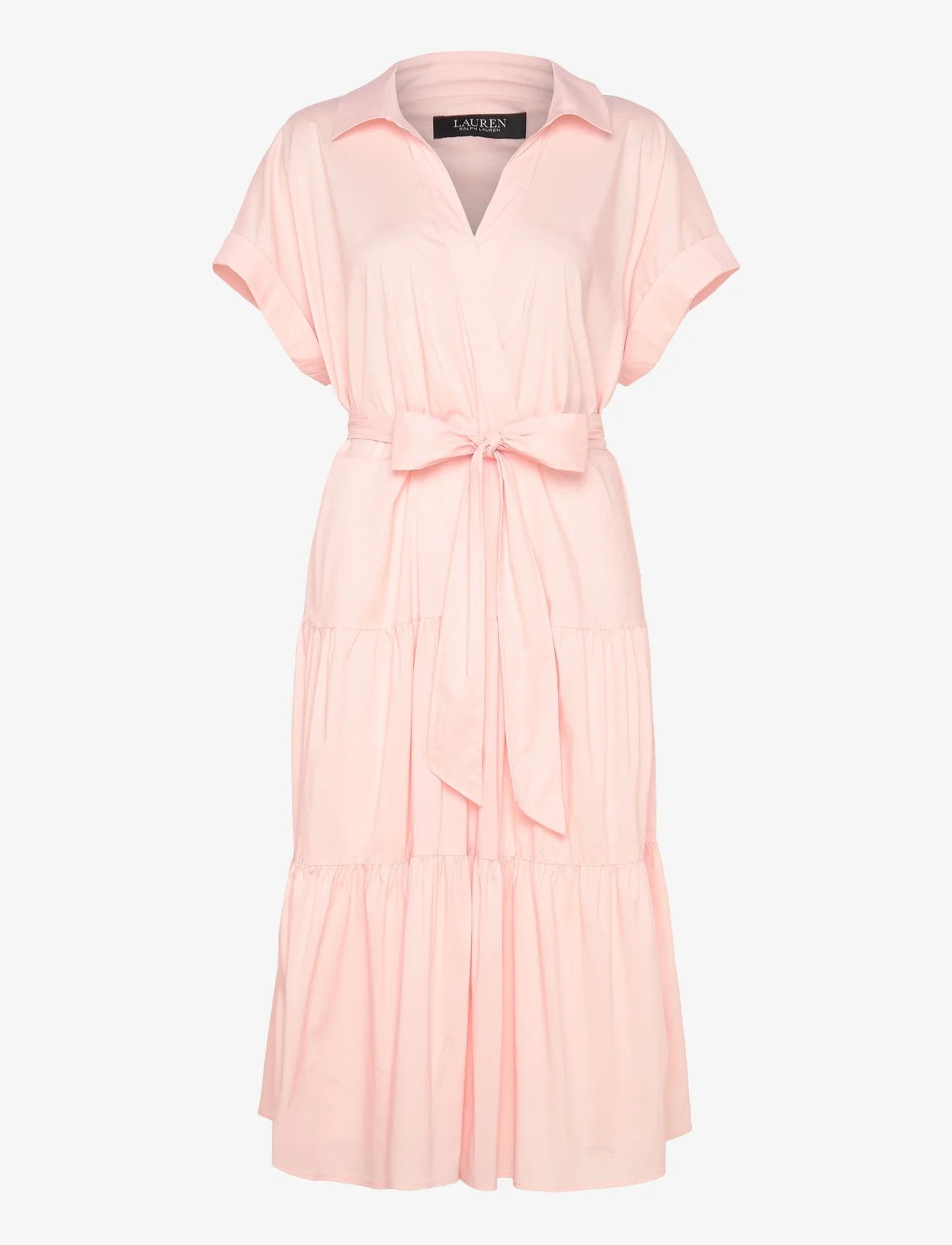 Lauren Women - Belted Cotton-Blend Tiered Dress - summer dresses - pink opal - 0
