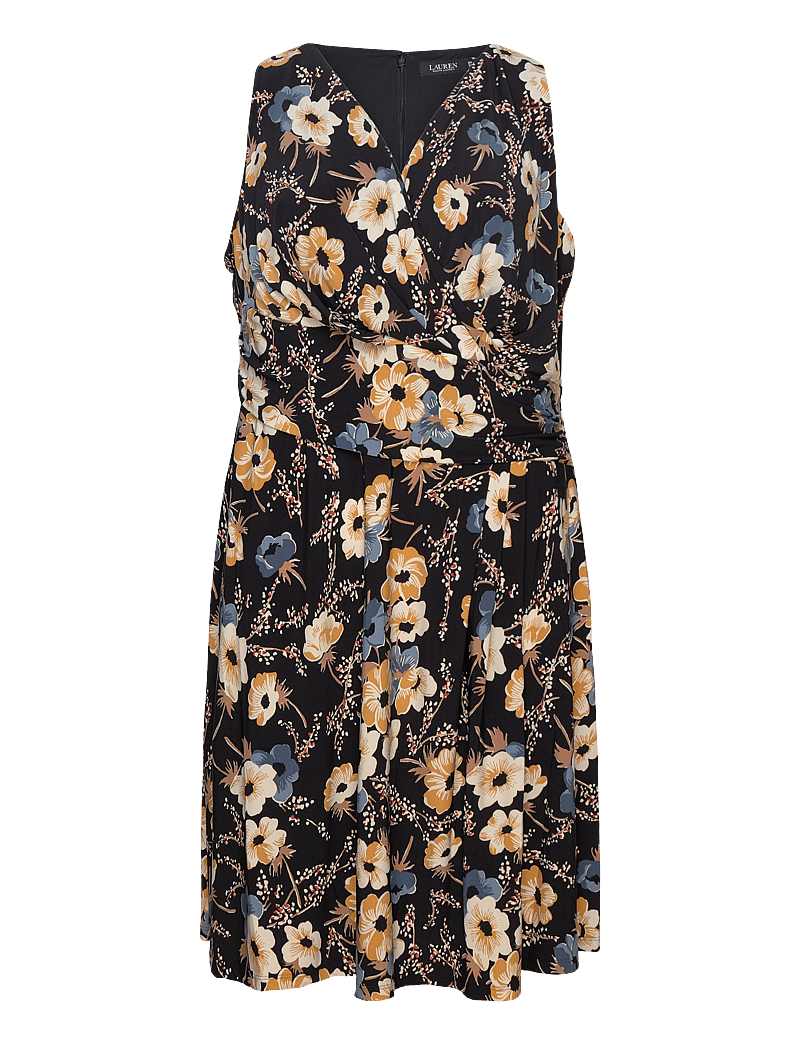 Lauren Women - Floral Surplice Jersey Sleeveless Dress - sommerkleider - black multi - 1
