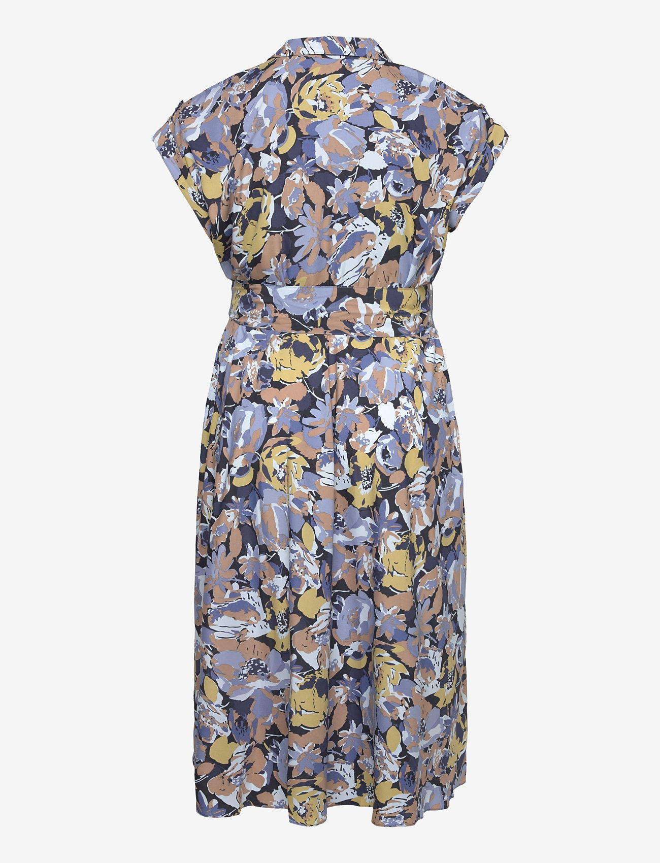 Lauren Women - Floral Belted Crepe Dress - slå-om-kjoler - blue multi - 1