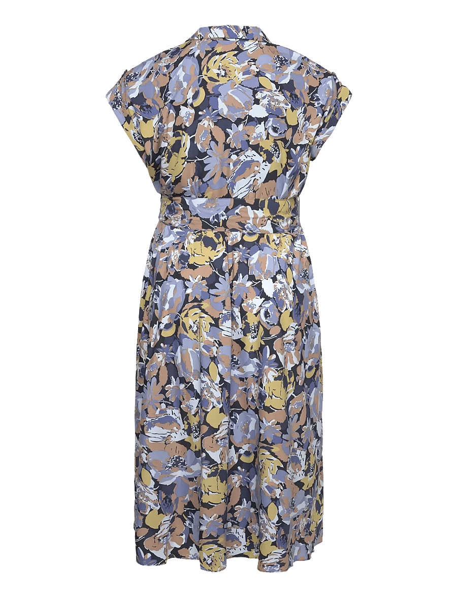 Lauren Women - Floral Belted Crepe Dress - blue multi - 1