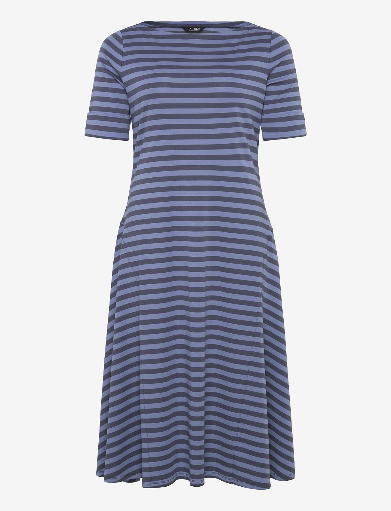 Lauren Women - Striped Stretch Cotton Midi Dress - midi dresses - indigo/blue - 0