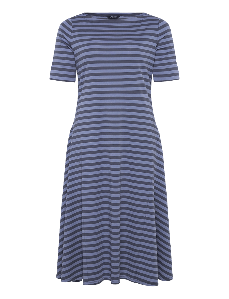 Lauren Women - Striped Stretch Cotton Midi Dress - midi dresses - indigo/blue - 0