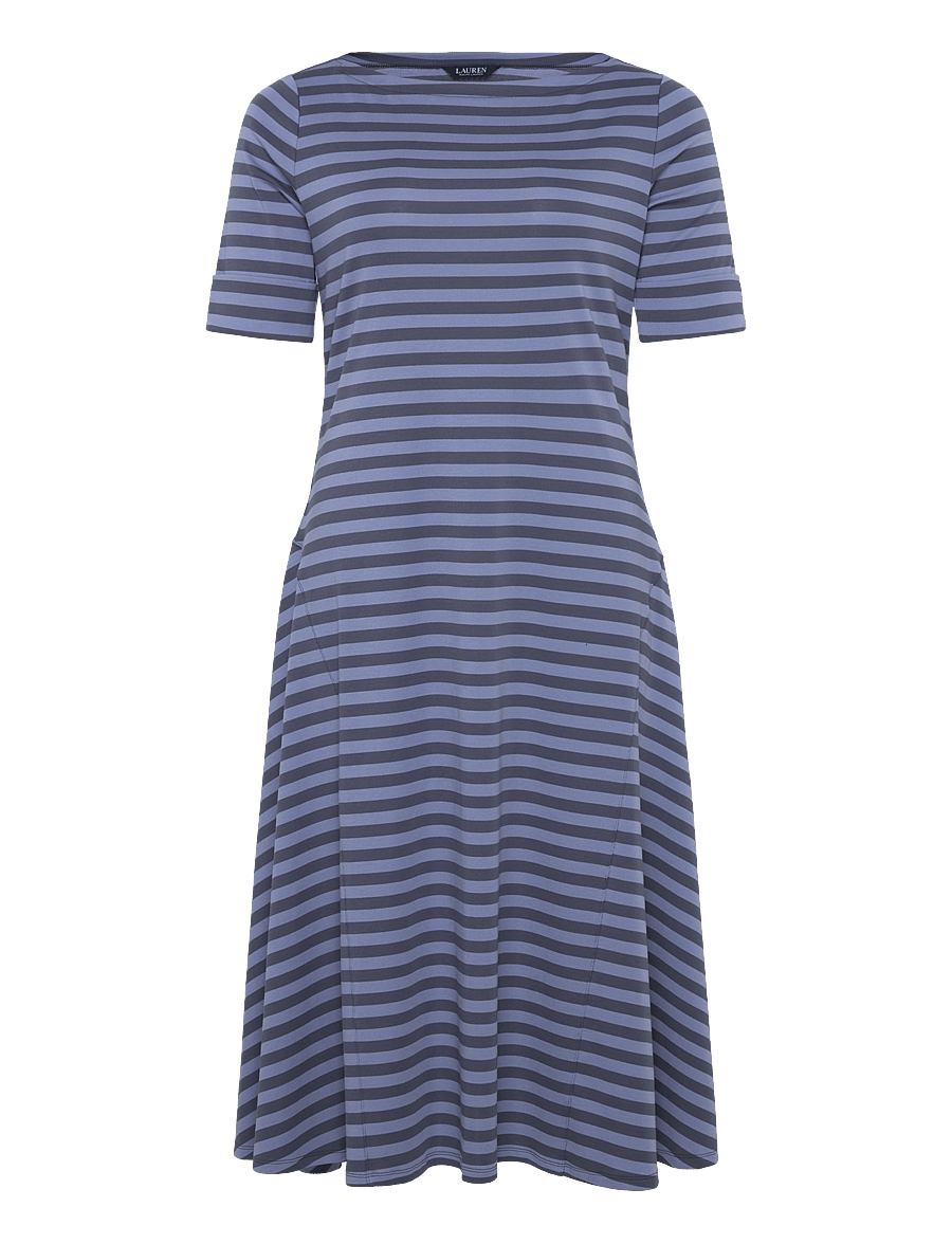 Lauren Women - Striped Stretch Cotton Midi Dress - midikleider - indigo/blue - 0