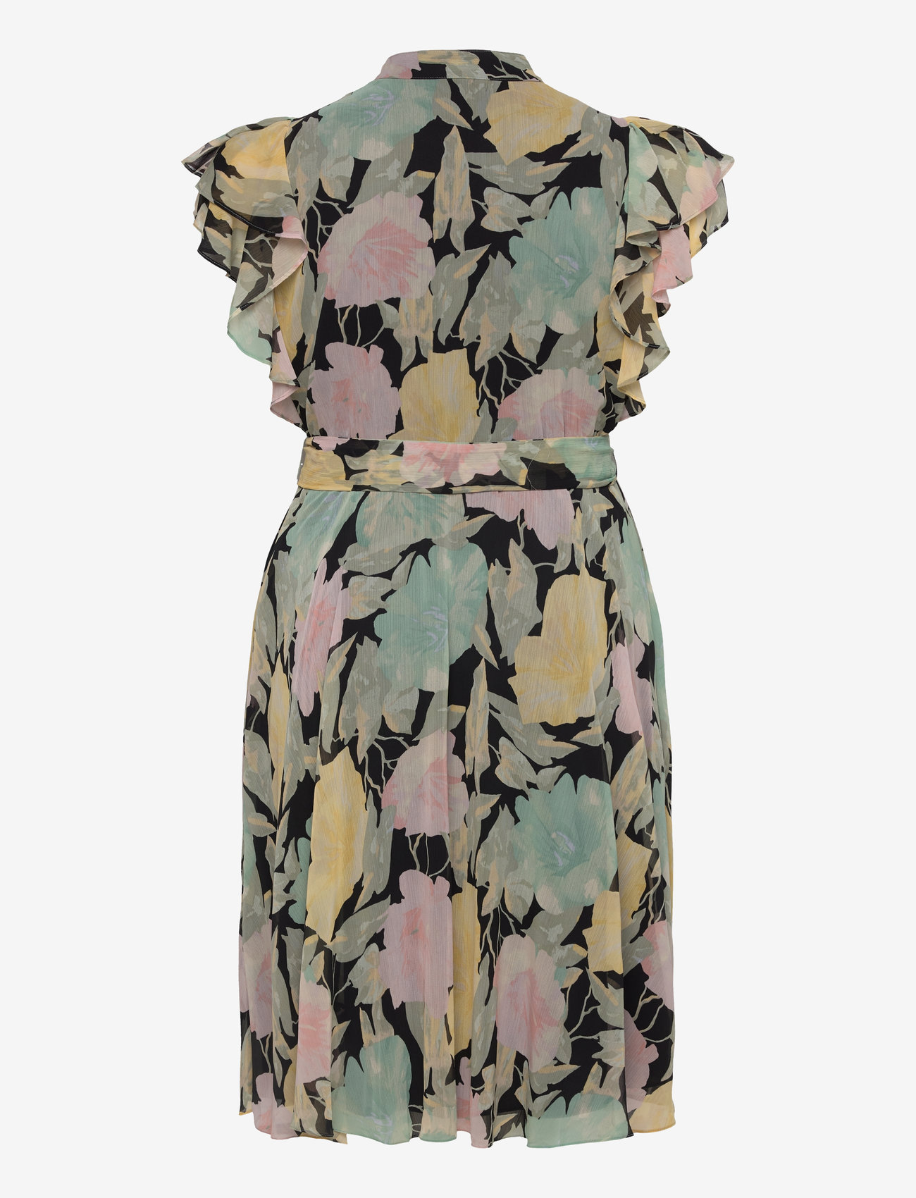 Lauren Women - Floral Belted Georgette Shirtdress - summer dresses - black/pink/green - 1
