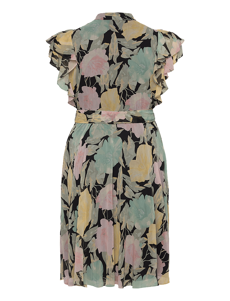 Lauren Women - Floral Belted Georgette Shirtdress - sommerkleider - black/pink/green - 1