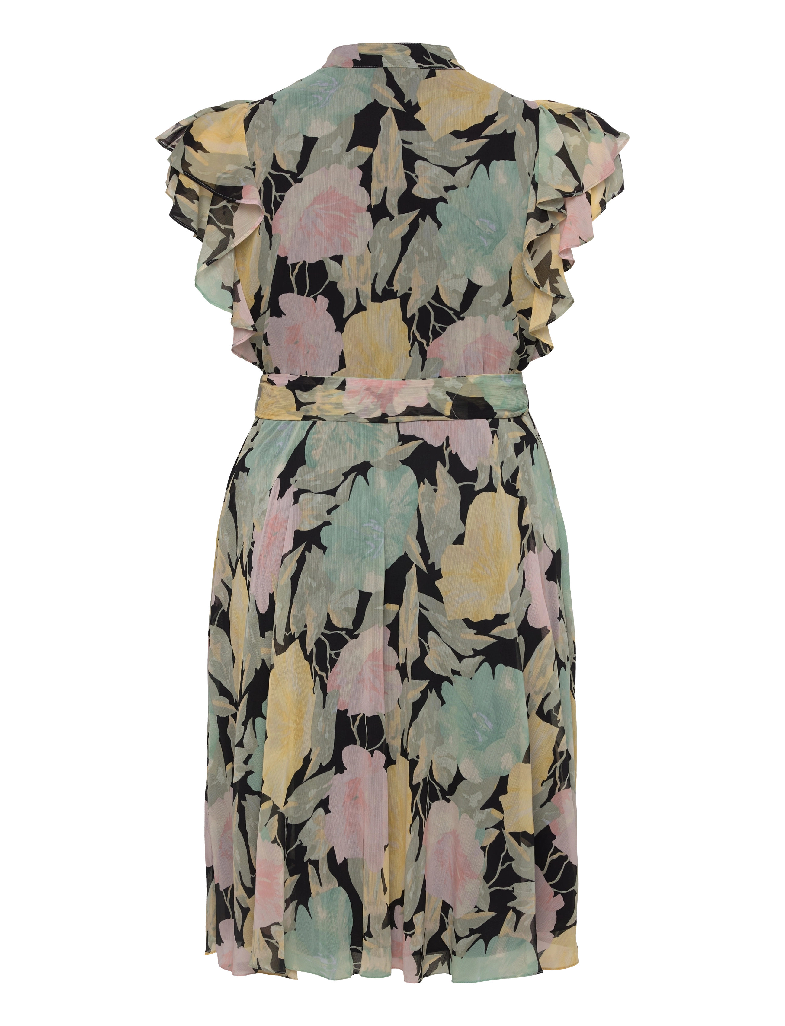 Lauren Women - Floral Belted Georgette Shirtdress - sommerkjoler - black/pink/green - 1