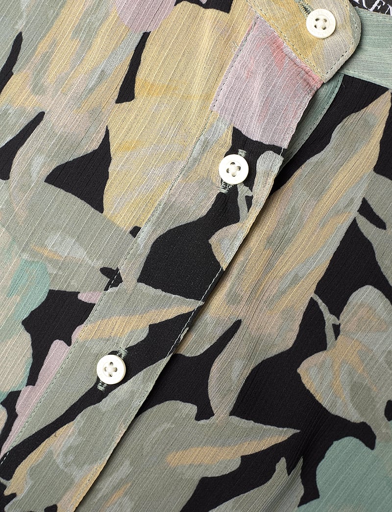 Lauren Women - Floral Belted Georgette Shirtdress - sommerkleider - black/pink/green - 2