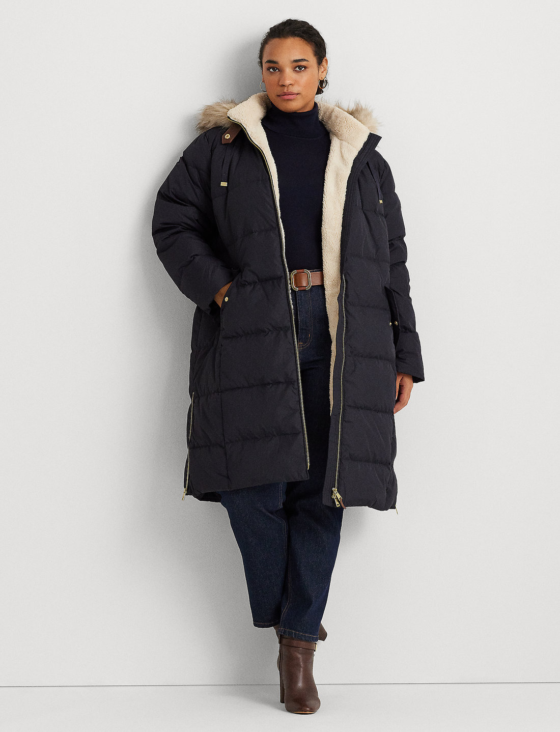 Lauren Women Faux fur trim Hooded Down Coat 209.40 . Buy