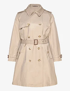 Double-Breasted Cotton-Blend Trench Coat, Lauren Women