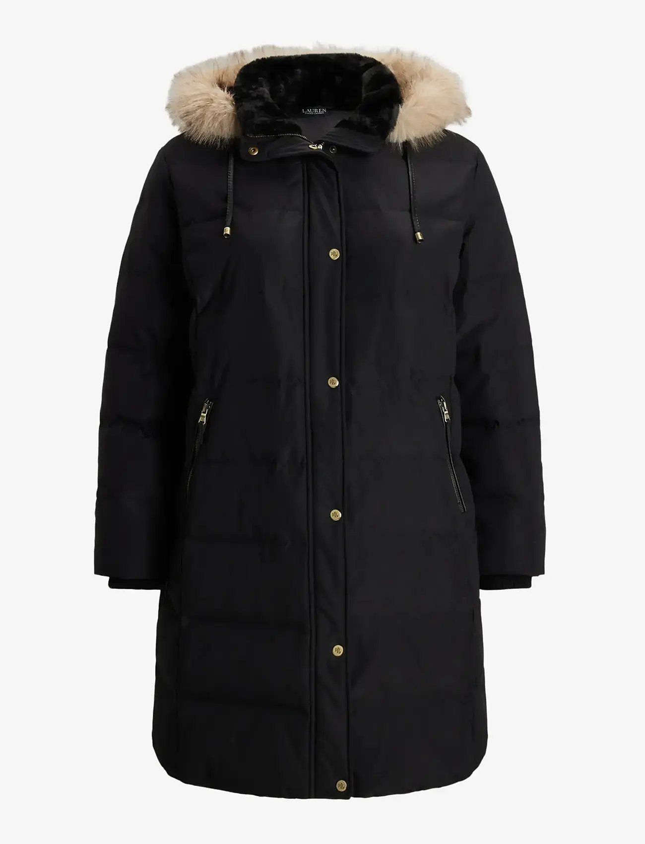 Lauren Women - Faux-Fur-Trim Hooded Down Coat - wool coats - black - 1