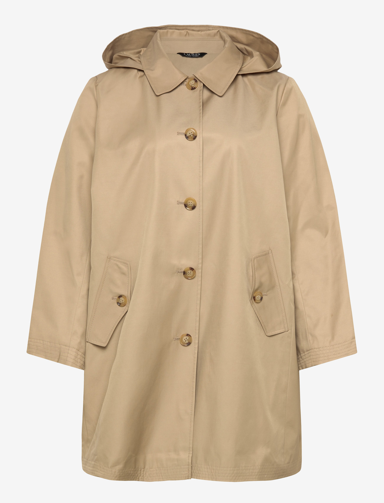 Lauren Women - Hooded Cotton-Blend Balmacaan Coat - trenchcoats - birch tan - 0
