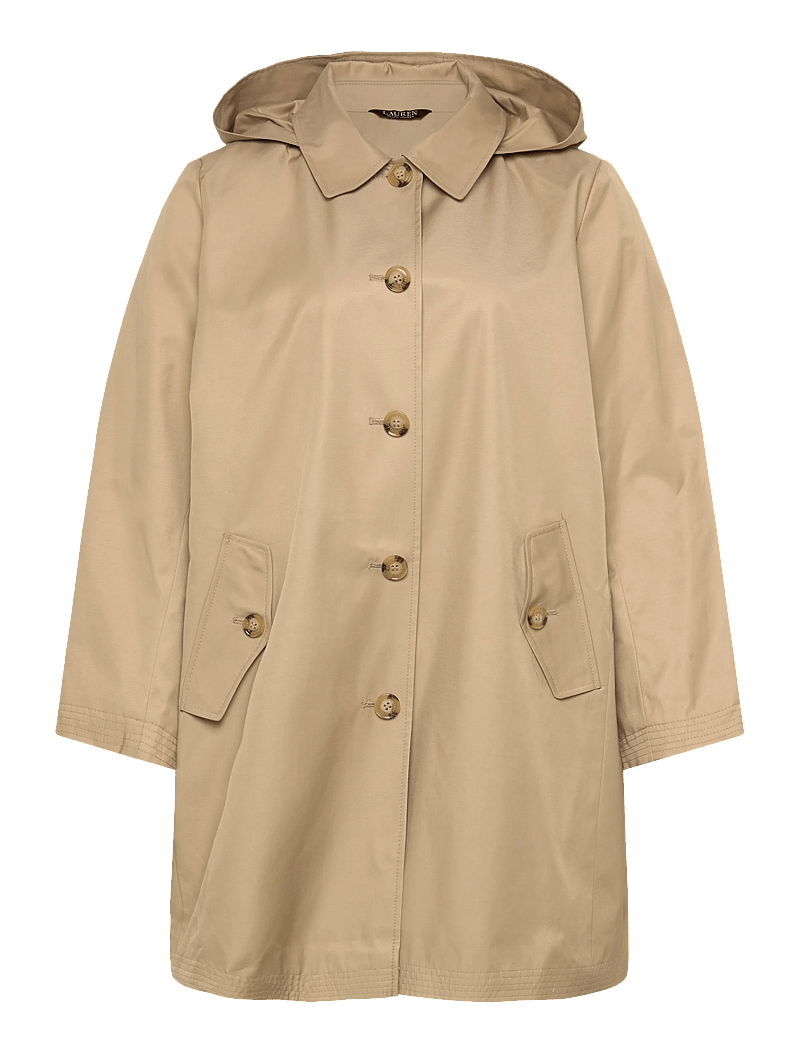 Lauren Women - Hooded Cotton-Blend Balmacaan Coat - trenchcoats - birch tan - 0