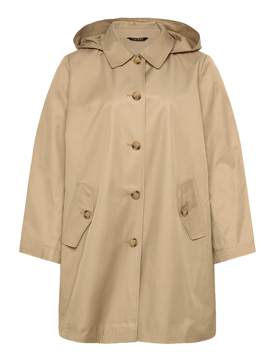 Lauren Women - Hooded Cotton-Blend Balmacaan Coat - trenchcoats - birch tan - 1
