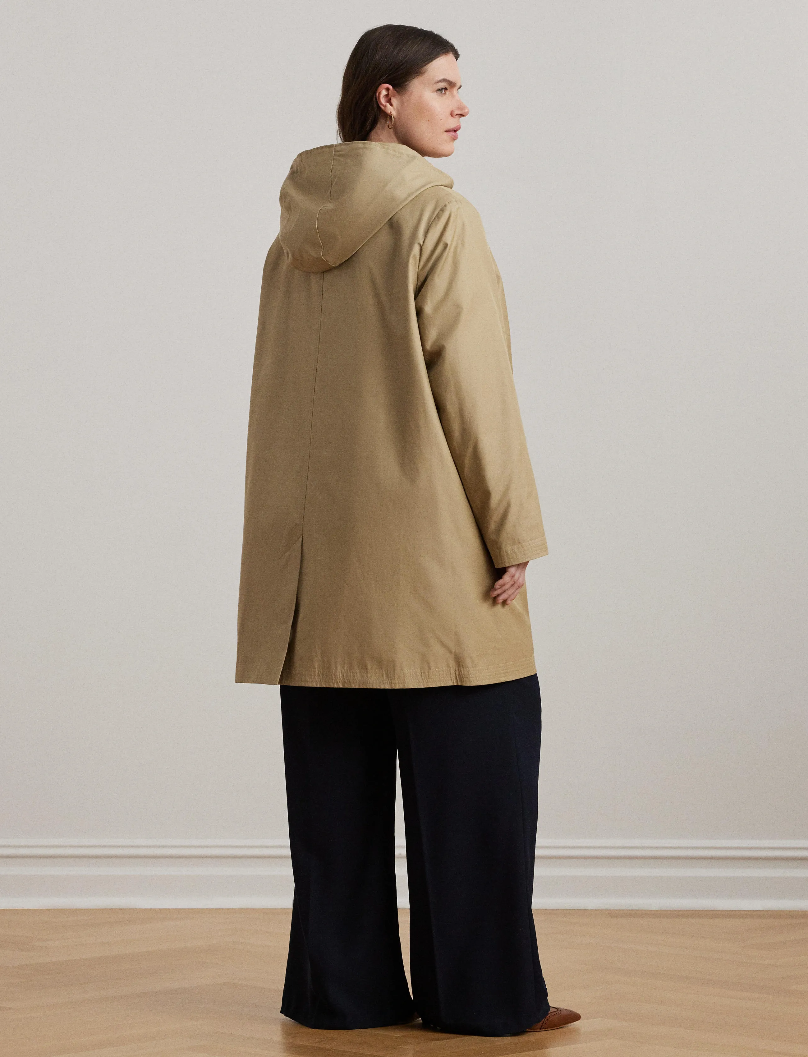 Lauren Women Hooded Cotton-Blend Balmacaan Coat, 50-52, Coats, Beige - Trench Frauen