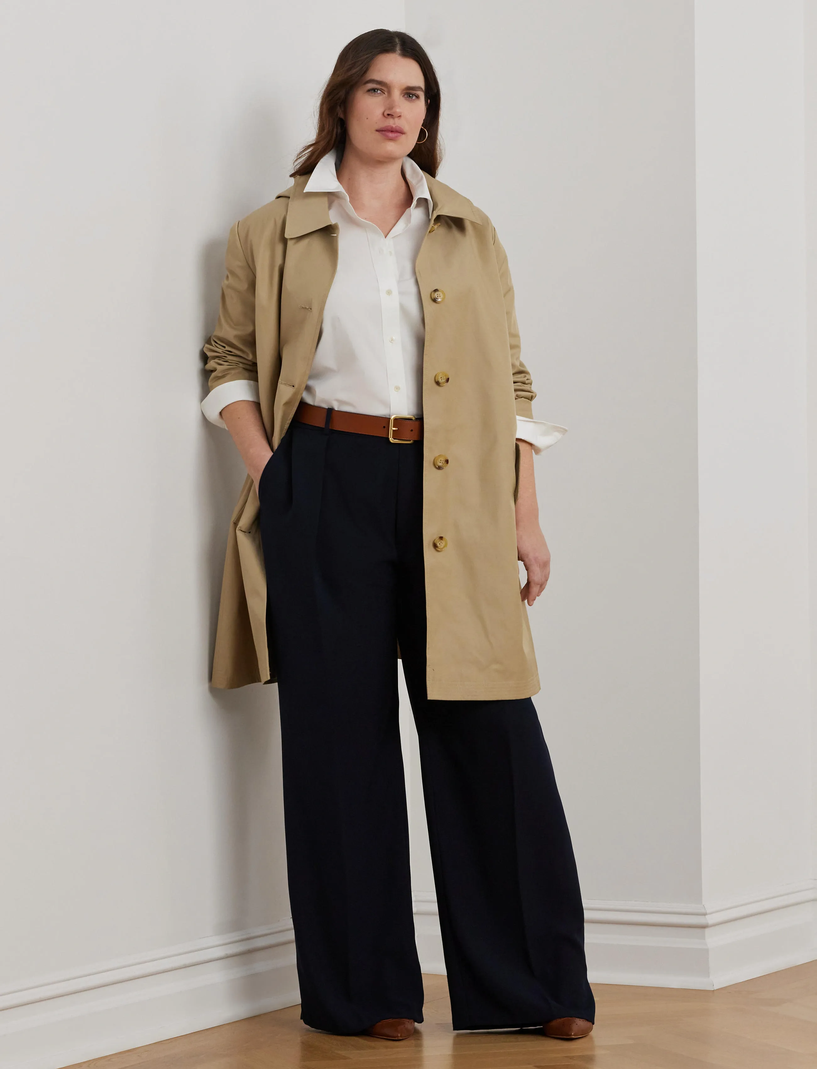 Lauren Women Hooded Cotton-Blend Balmacaan Coat - Kleidung - BIRCH TAN / beige