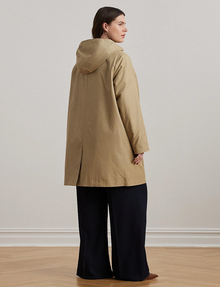 Lauren Women - Hooded Cotton-Blend Balmacaan Coat - trenchcoats - birch tan - 3