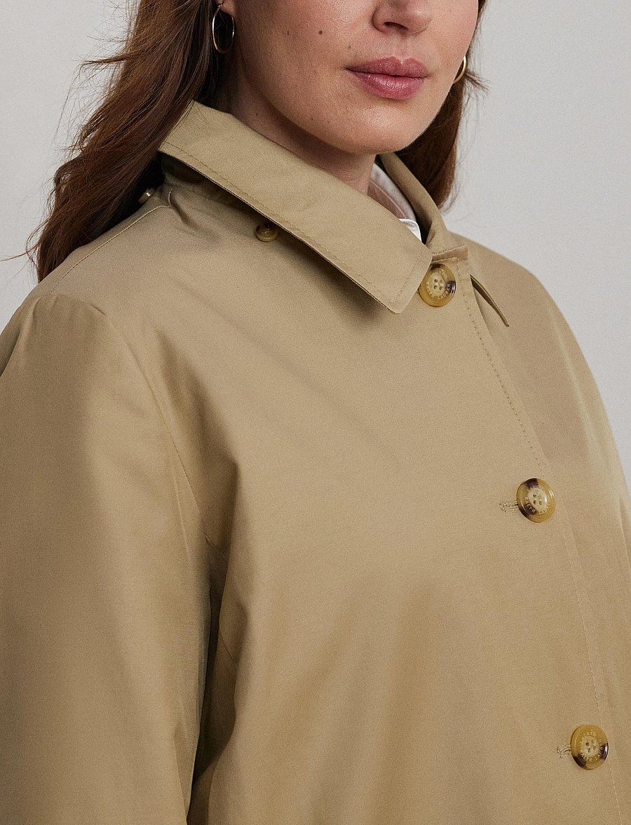Lauren Women - Hooded Cotton-Blend Balmacaan Coat - trenchcoats - birch tan - 4