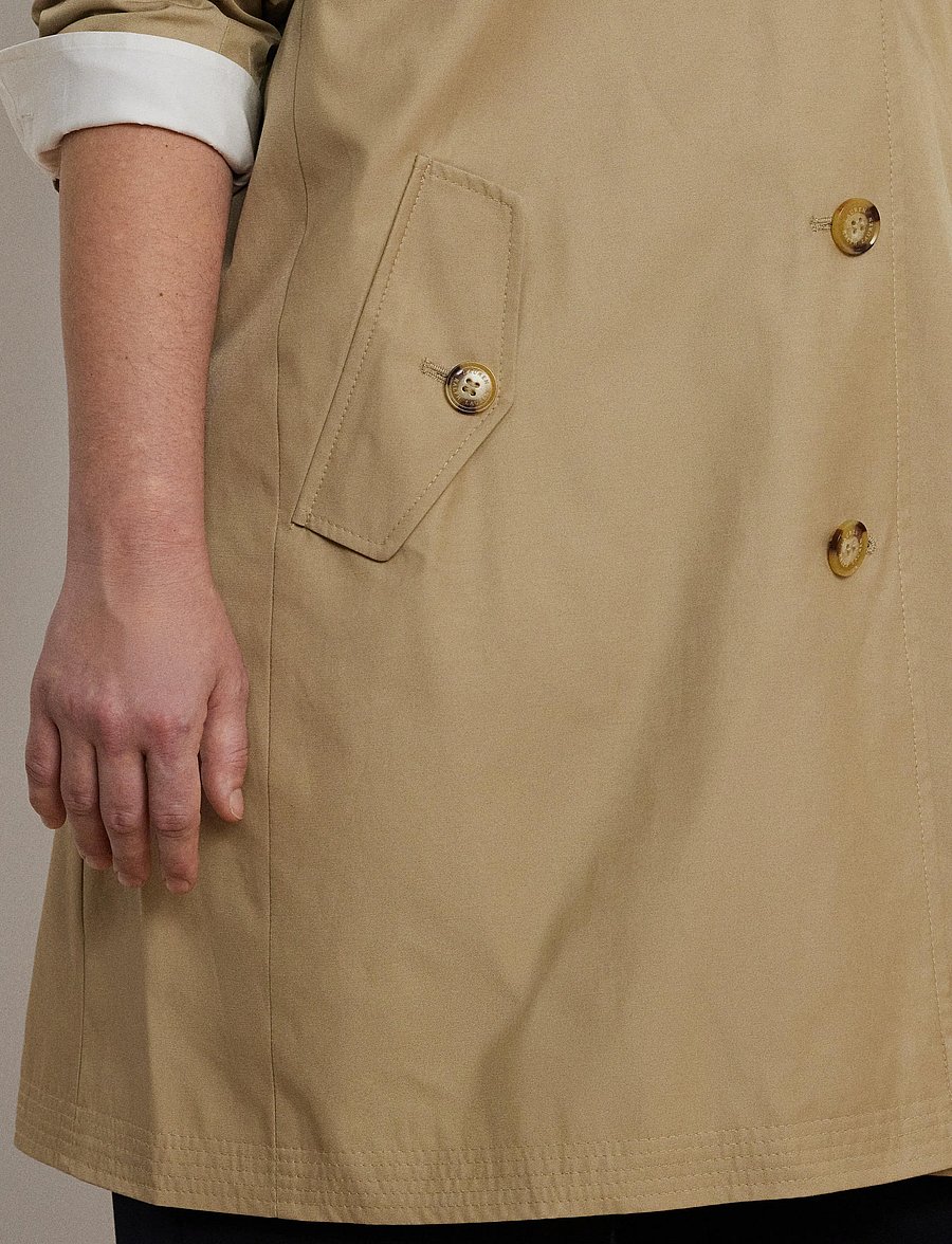 Lauren Women - Hooded Cotton-Blend Balmacaan Coat - trenchcoats - birch tan - 5