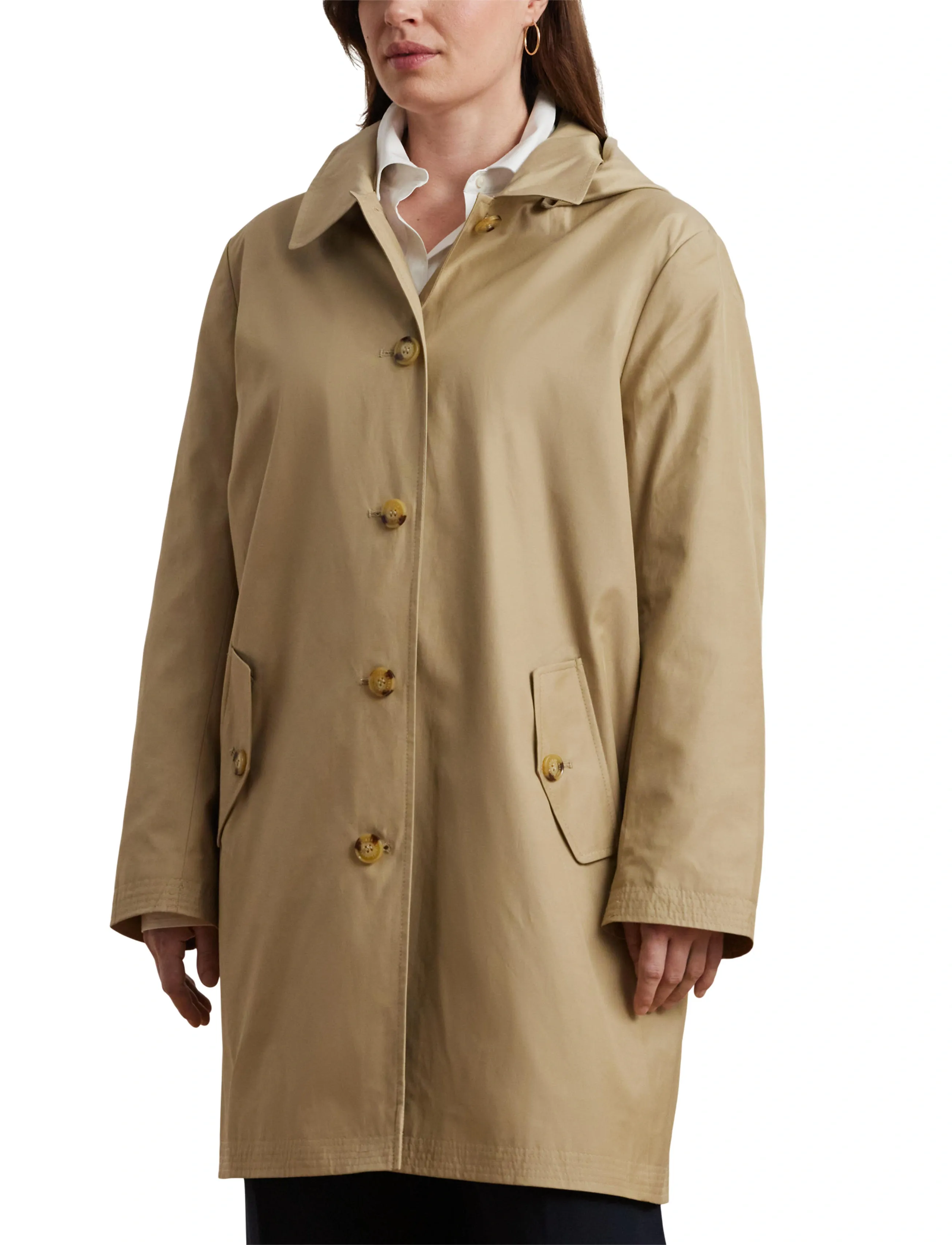 Lauren Women Hooded Cotton-Blend Balmacaan Coat kappor & rockar dam – bild 6