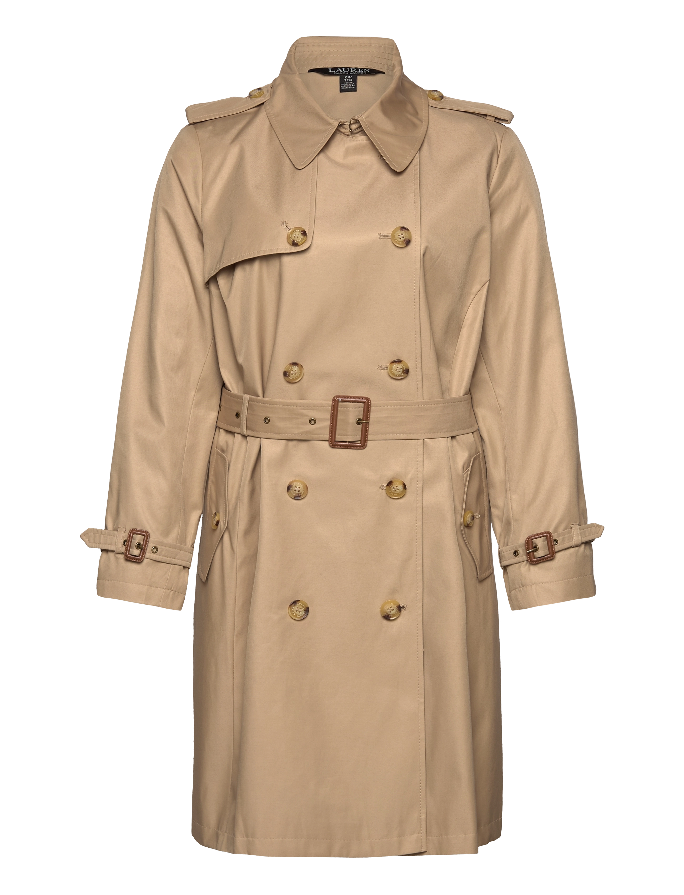 LAUREN Damen Double-Breasted Baumwolle-Blend Trench Mantel Beige - 50-52 - Damen
