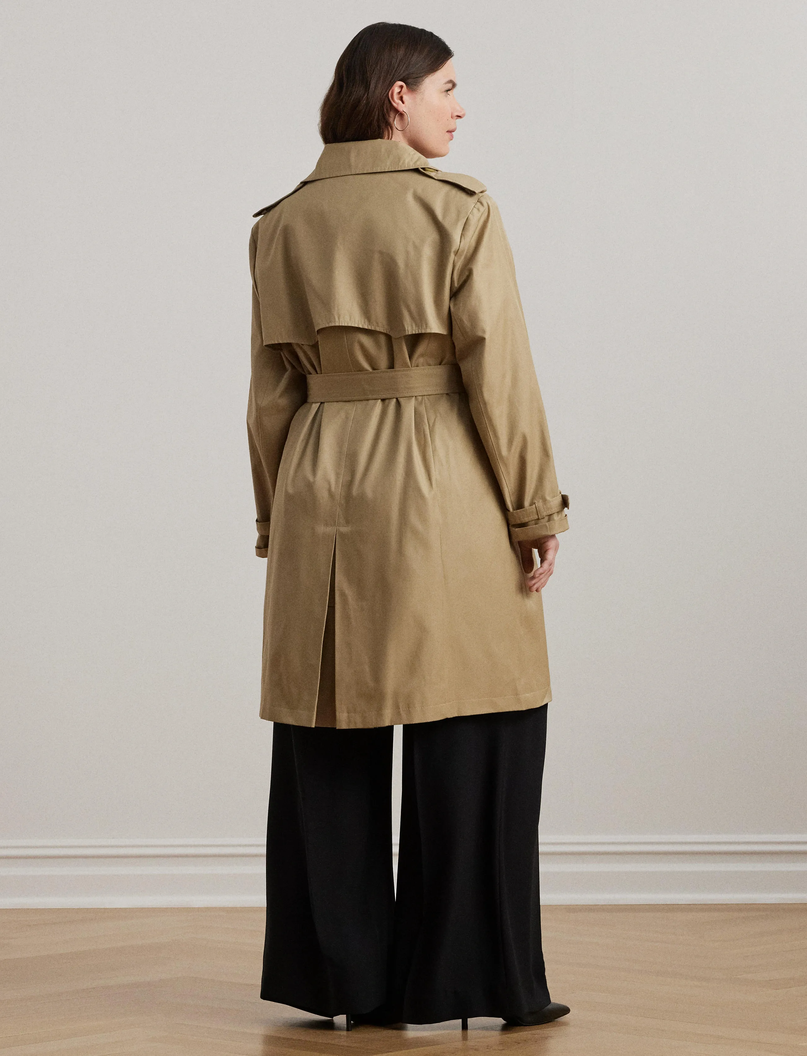 Lauren Women Double-Breasted Cotton-Blend Trench Coat, 54-56, Coats, Beige - Frauen