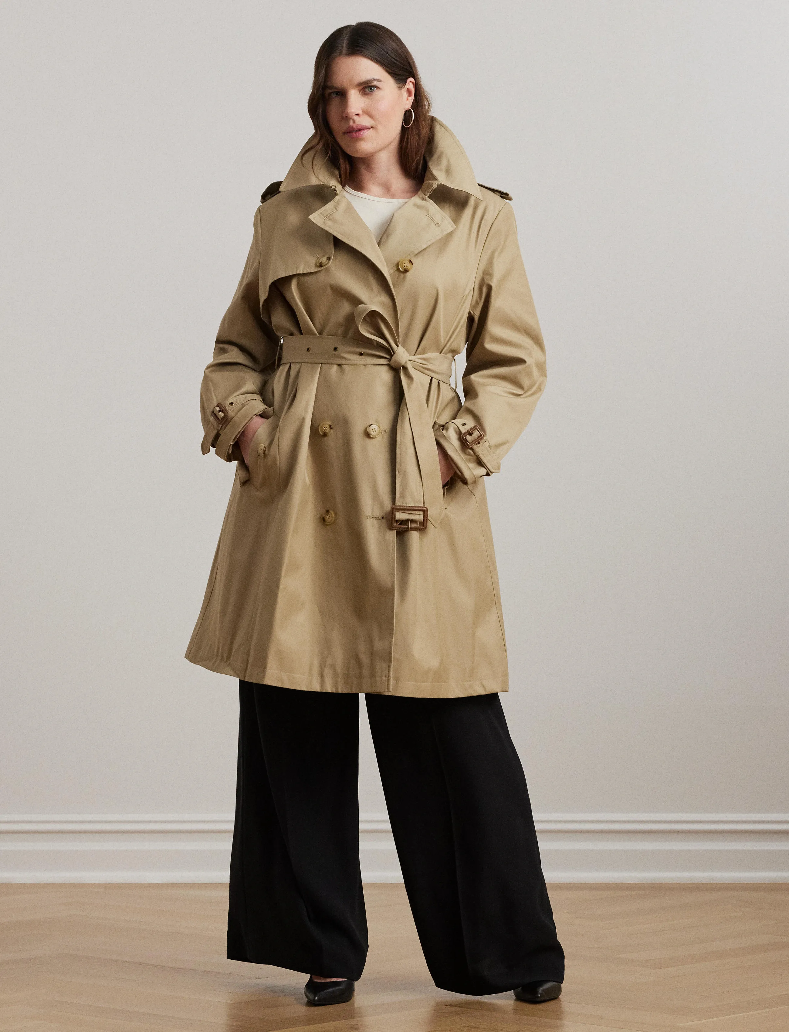 Lauren Women Double-Breasted Cotton-Blend Trench Coat - Alles anzeigen - BIRCH TAN / beige