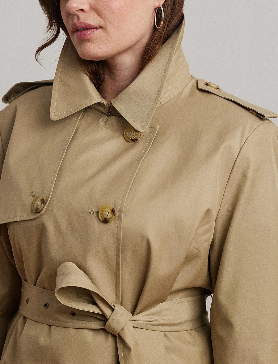 Lauren Women - Double-Breasted Cotton-Blend Trench Coat - vihmamantlid - birch tan - 4