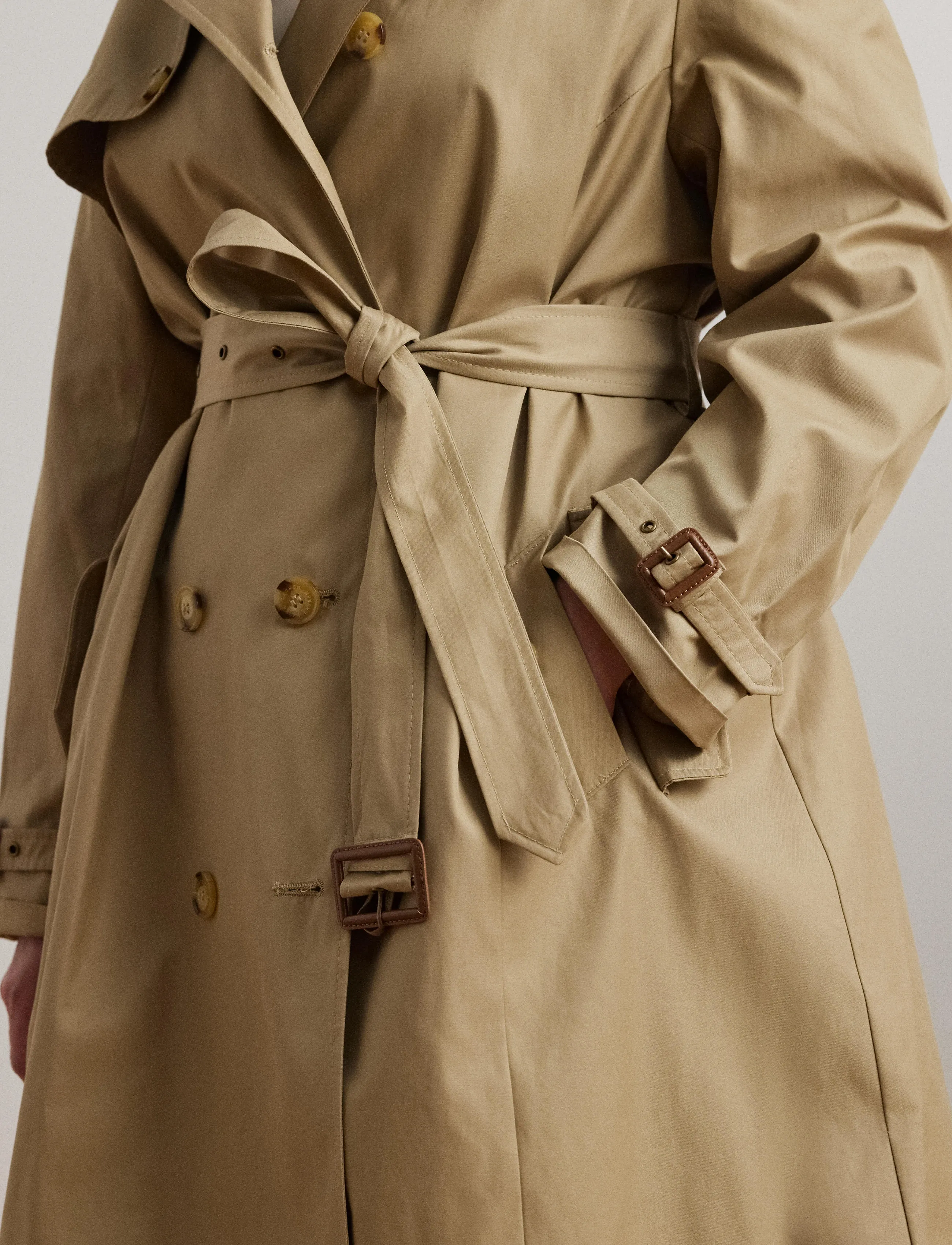 Lauren Women - Double-Breasted Cotton-Blend Trench Coat - rykfrakkar - birch tan - 5