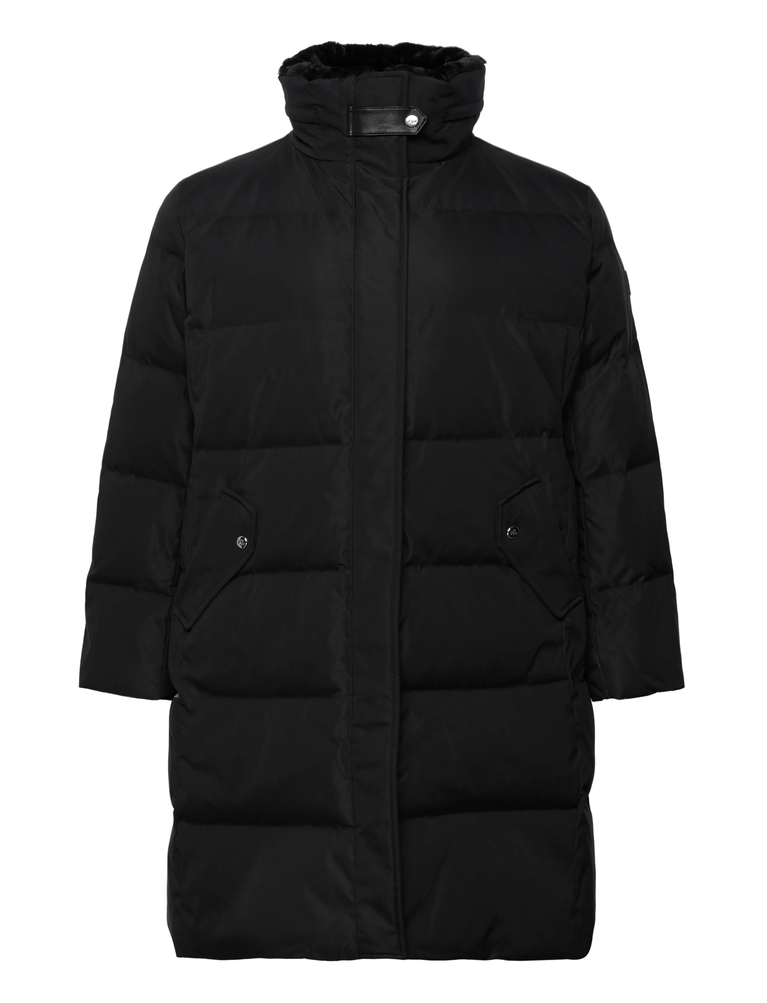 Lauren Women Faux-Fur-Trim Funnelneck Down Coat, 46-48, Coats, Schwarz - Padded Frauen