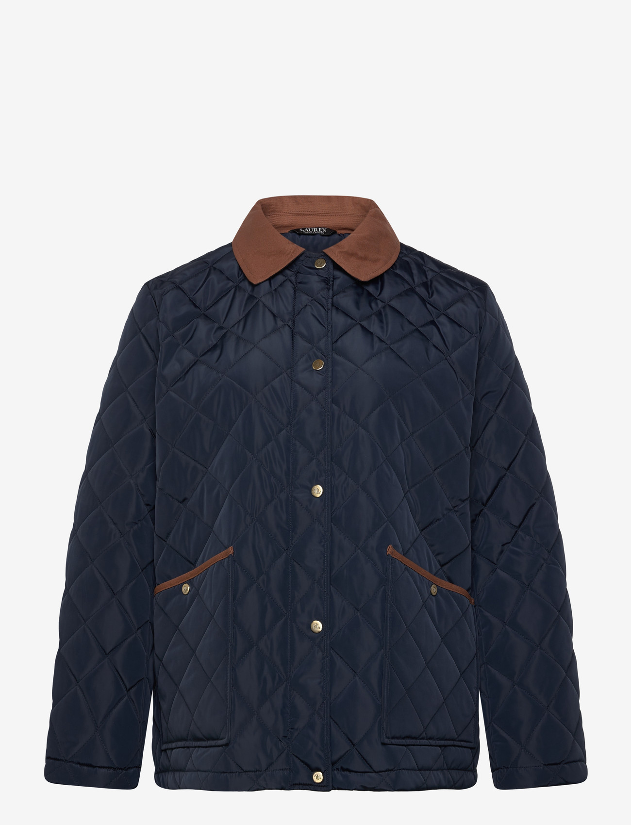 Lauren Women - Twill-Trim Diamond-Quilted Barn Jacket - winter jacket - dk navy - 0
