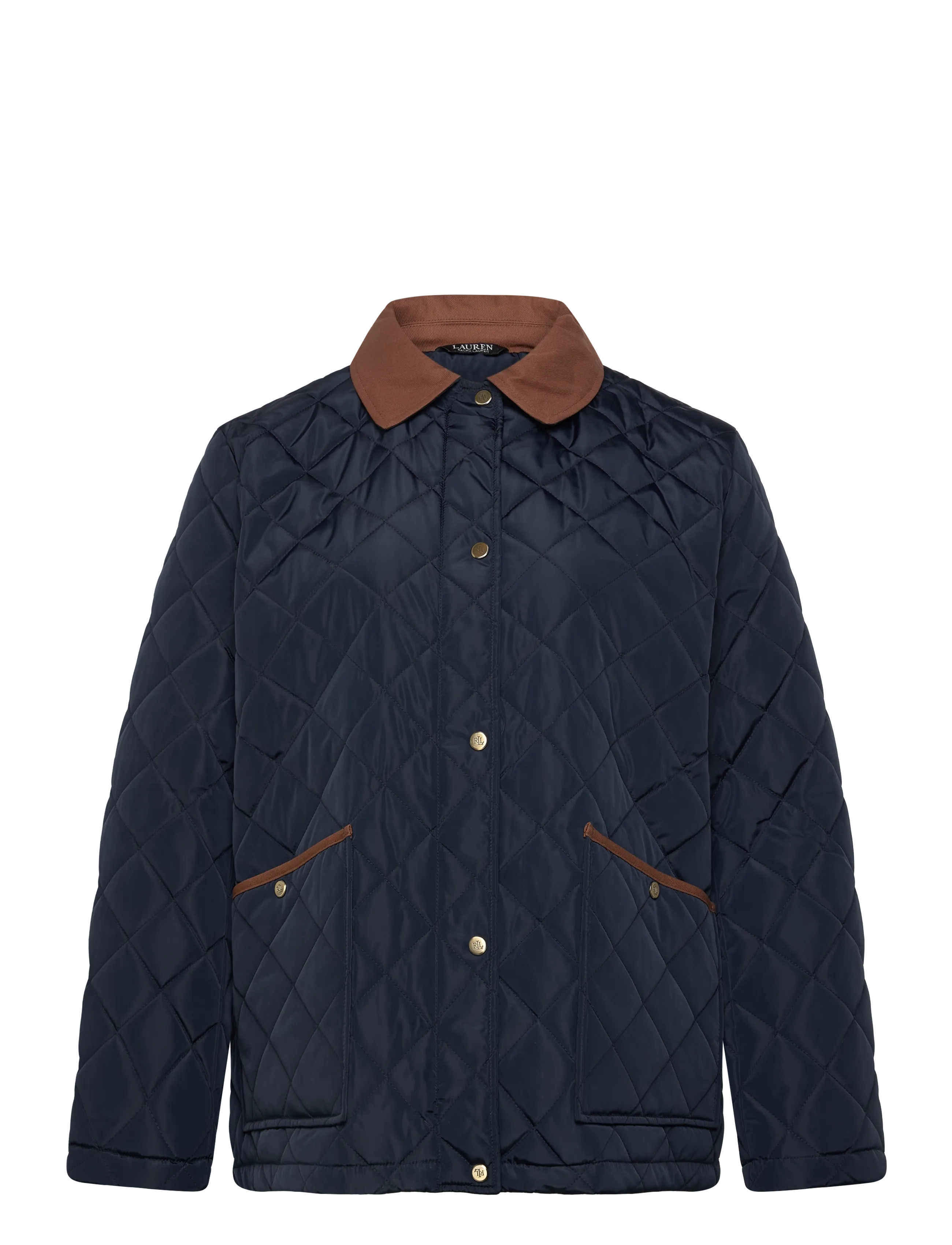 Lauren Women Twill-Trim Diamond-Quilted Barn Jacket - Vinterjakker - DK NAVY / navy