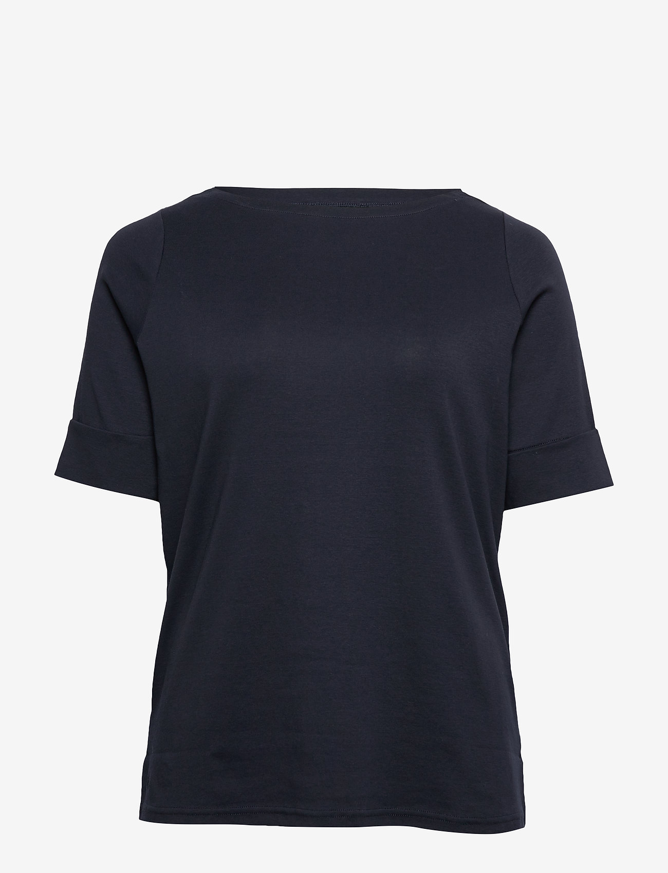 Lauren Women - Stretch Cotton Boatneck Top - t-shirts - lauren navy - 1