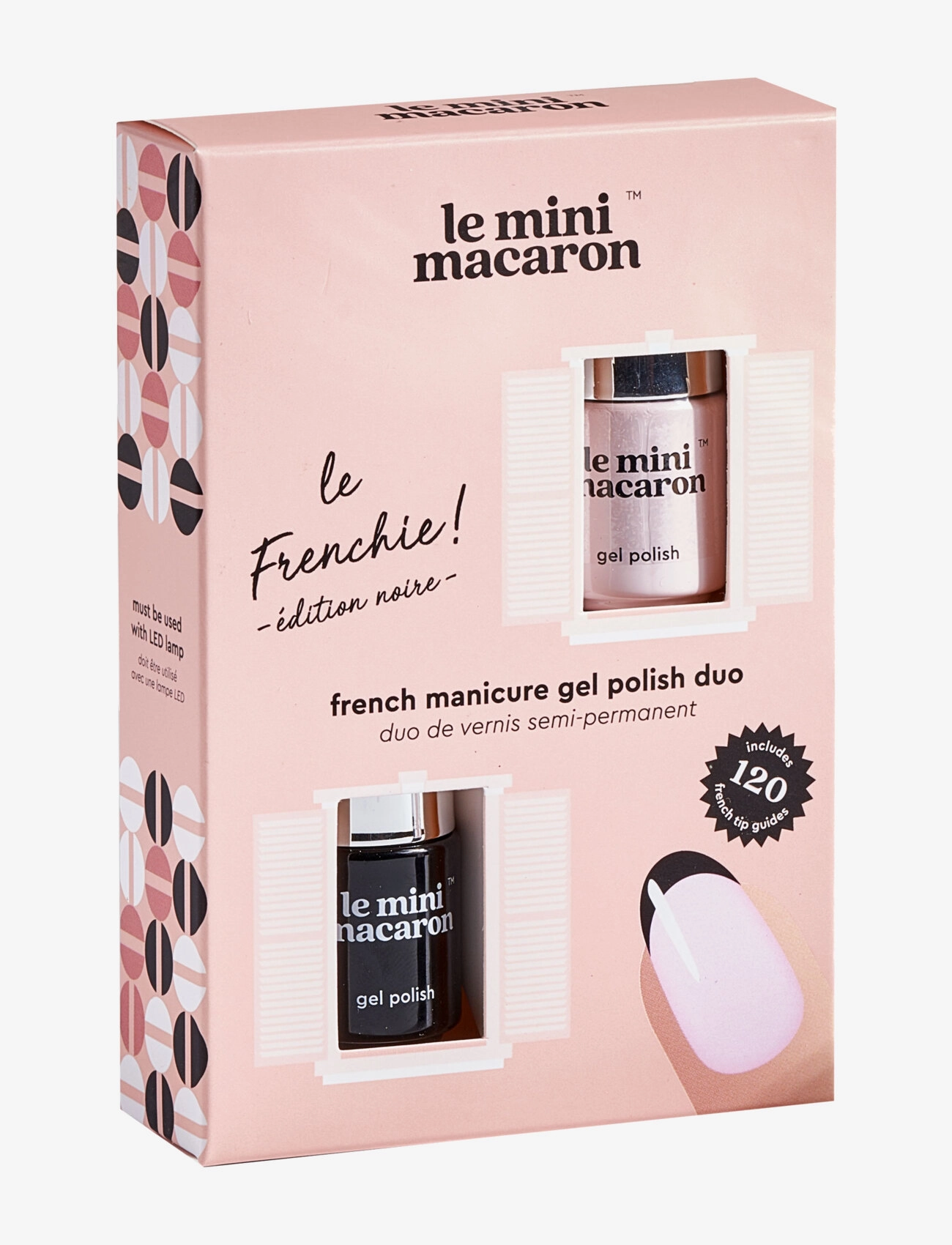 Le Mini Macaron French Gel Manicure Kit Le Frenchie, Noir Edition, Gel Neglelak, Multi/mønstret, Str: 10 ml