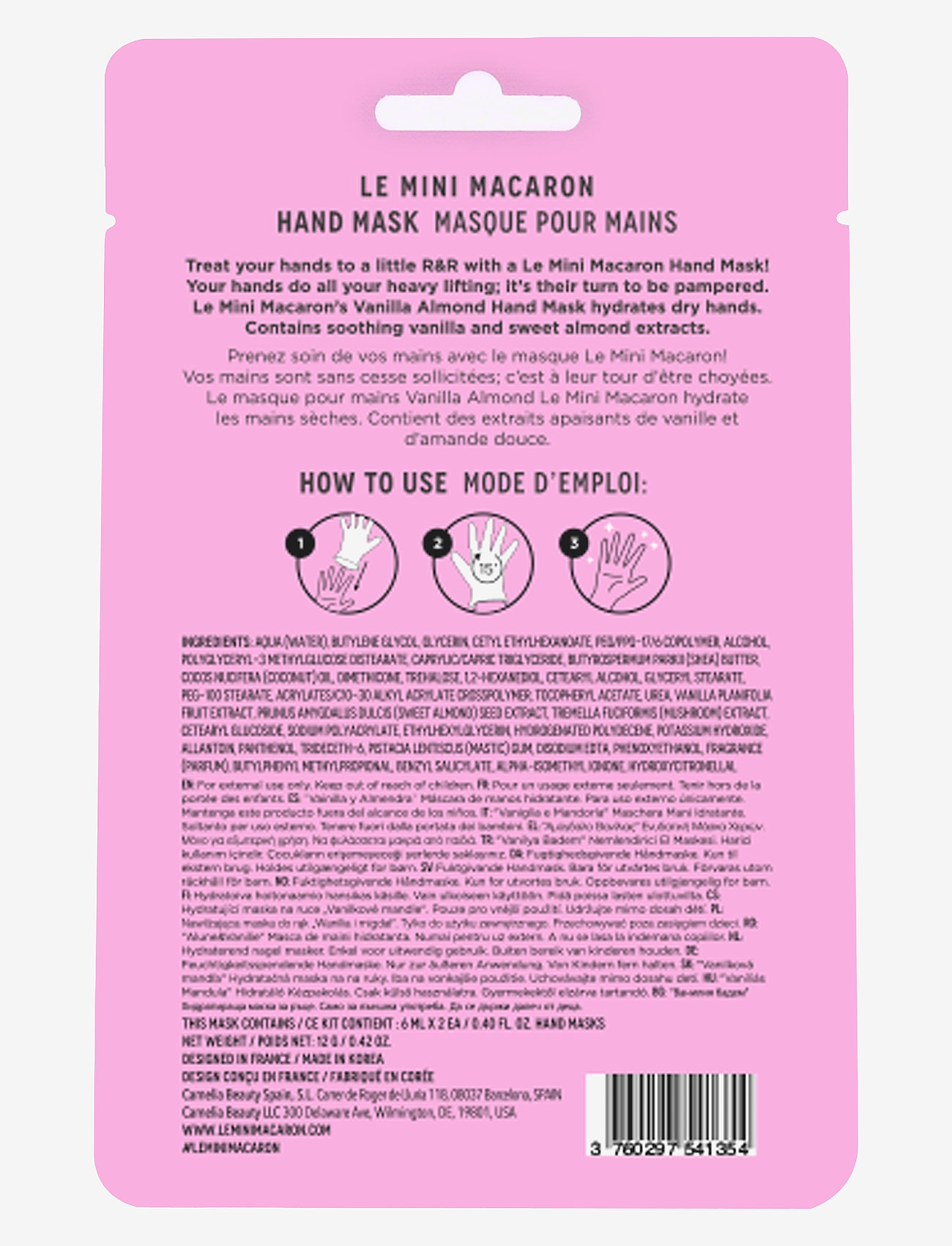 Le Mini Macaron - Hand Mask VANILLA ALMOND - håndpleie - vanilla almond - 2