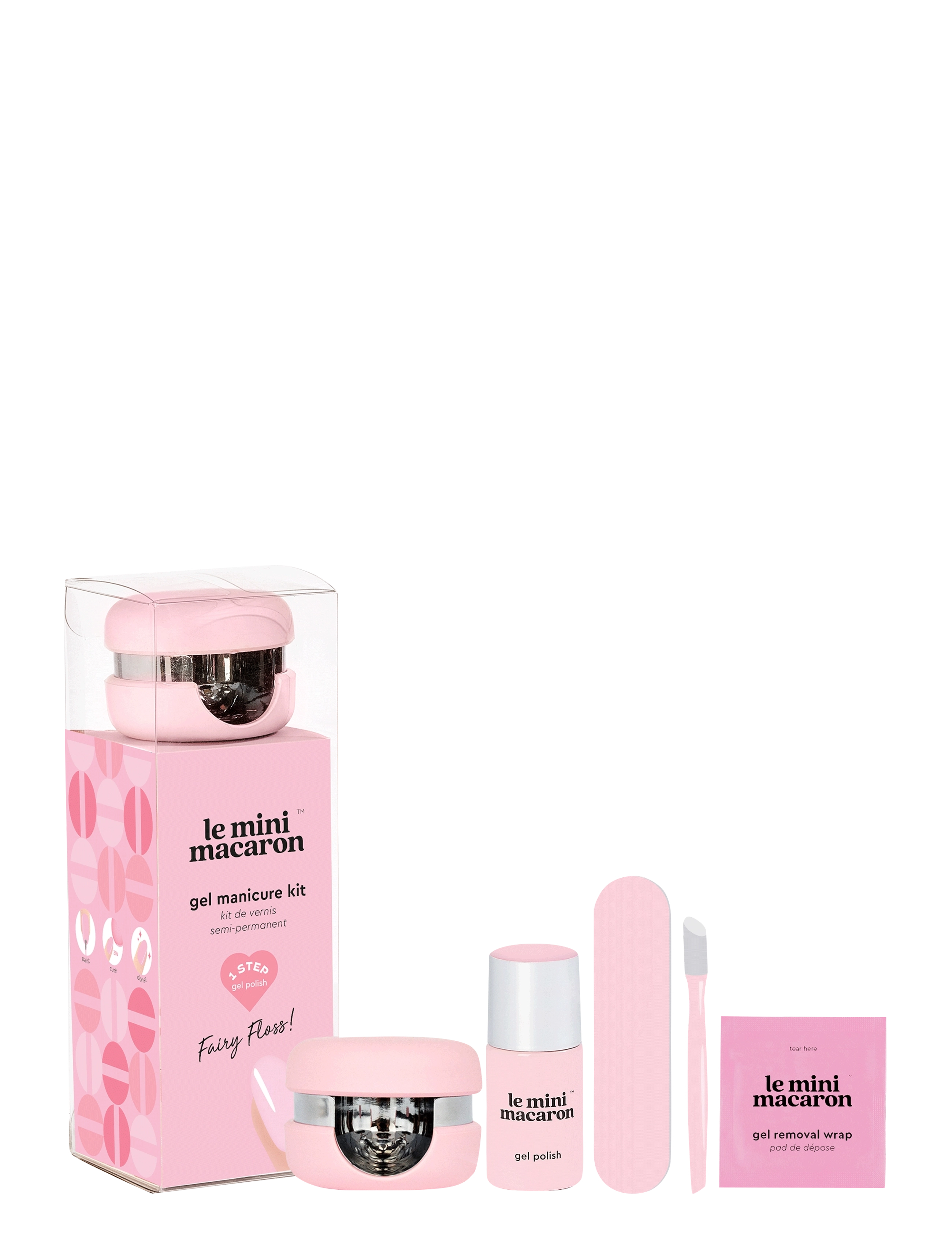 Le Mini Macaron Gel Manicure Kit Fairy Floss, Gel Neglelak, Pink, Str: ONE SIZE