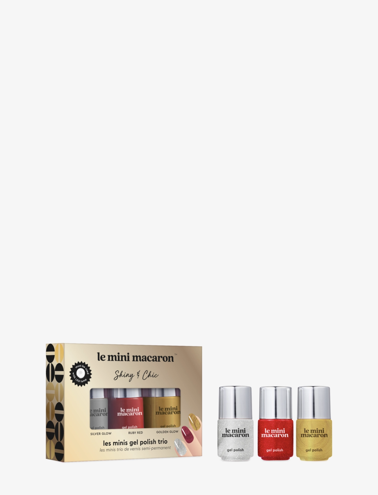 Le Mini Macaron Les Minis, Mini Gel Polish Trio Shiny & Chic, Gel Neglelak, Multi/mønstret, Str: ONE SIZE