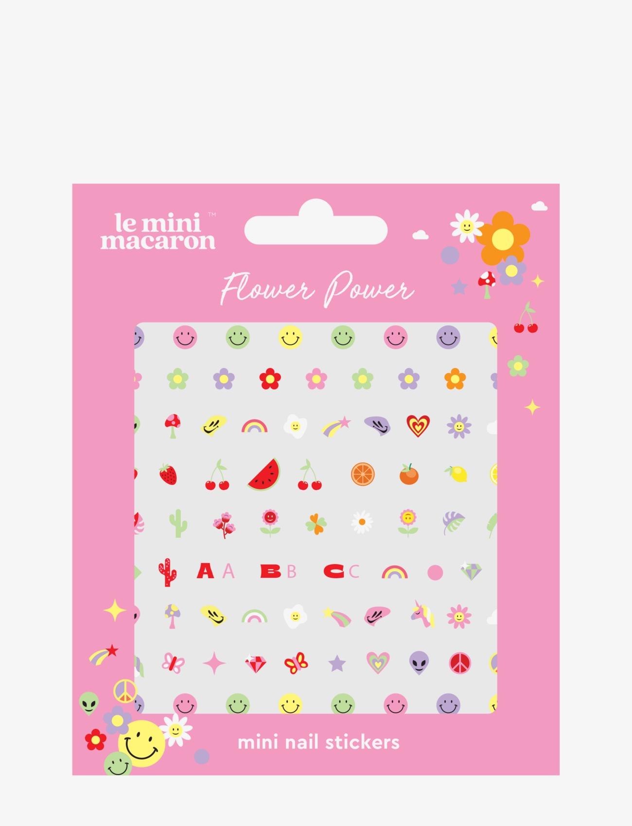 Le Mini Macaron Flower Power, Nail Decorations, Multi/mønstret, Str: ONE SIZE