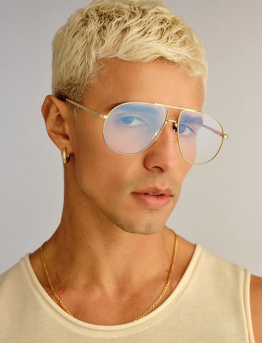 Le Specs - SCHMALTZY *BLUE LIGHT* - blaulichtbrillen - gold w/ blue light lens - 4