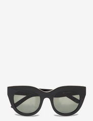 Le Specs - AIR HEART - okulary przeciwsłoneczne kocie oczy - black/gold w/ khaki mono lens - 0