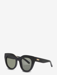 Le Specs - AIR HEART - okulary przeciwsłoneczne kocie oczy - black/gold w/ khaki mono lens - 1