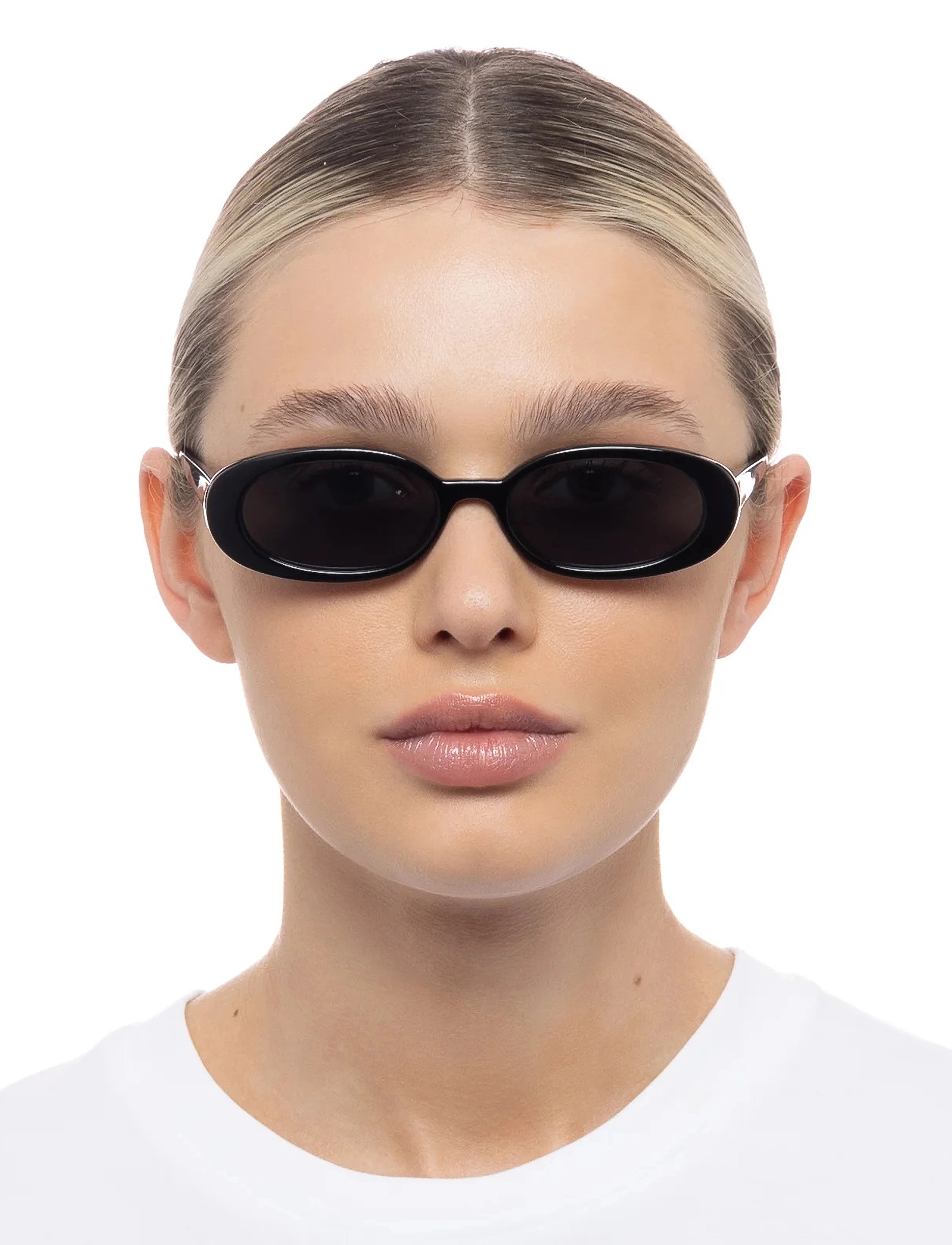 Le Specs - OUTTA LOVE - ar apaļu rāmi - shiny black w/ smoke mono lens - 4