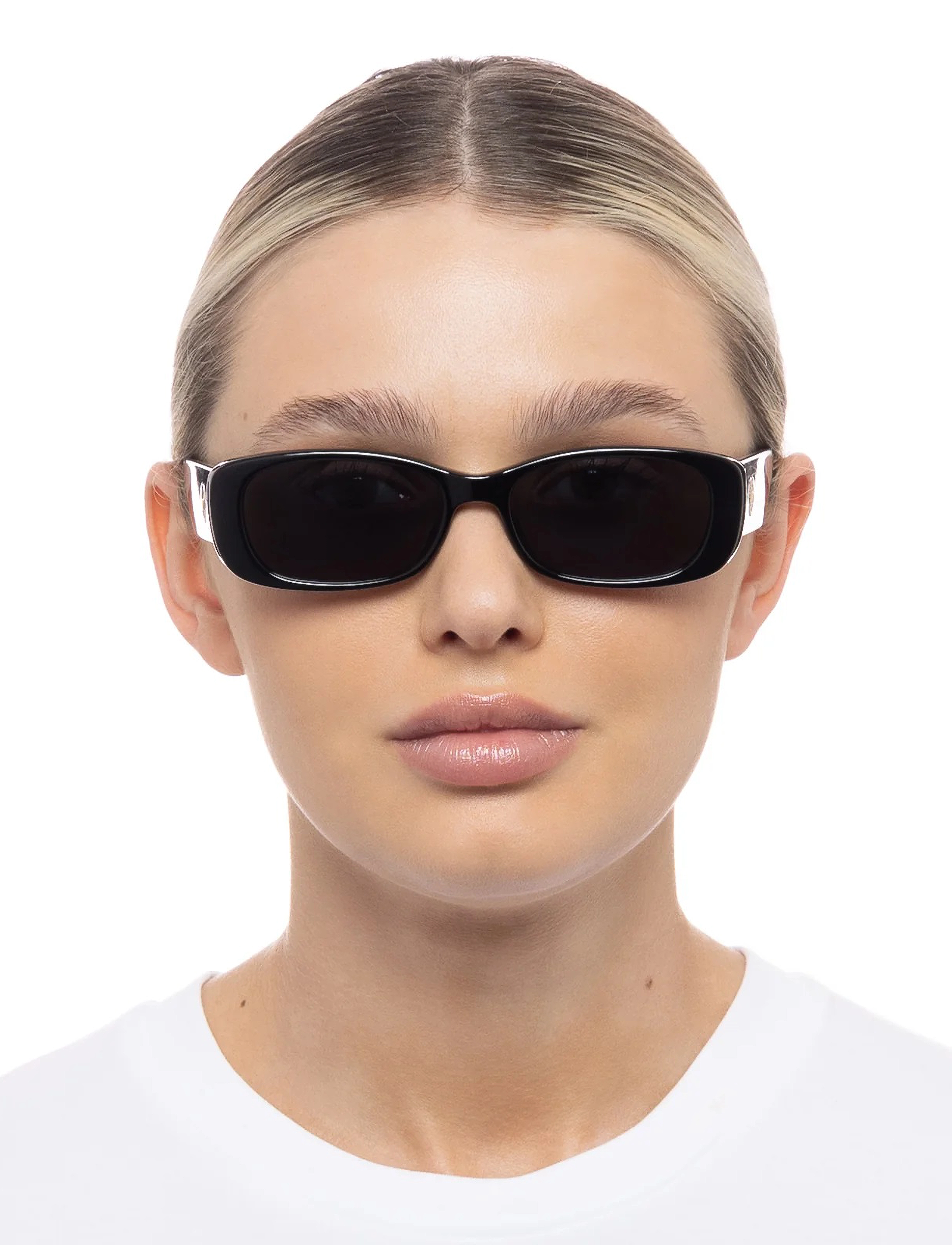Le Specs Unreal!, Kvinder, Rektangulære Solbriller, Sort, Str: ONE SIZE