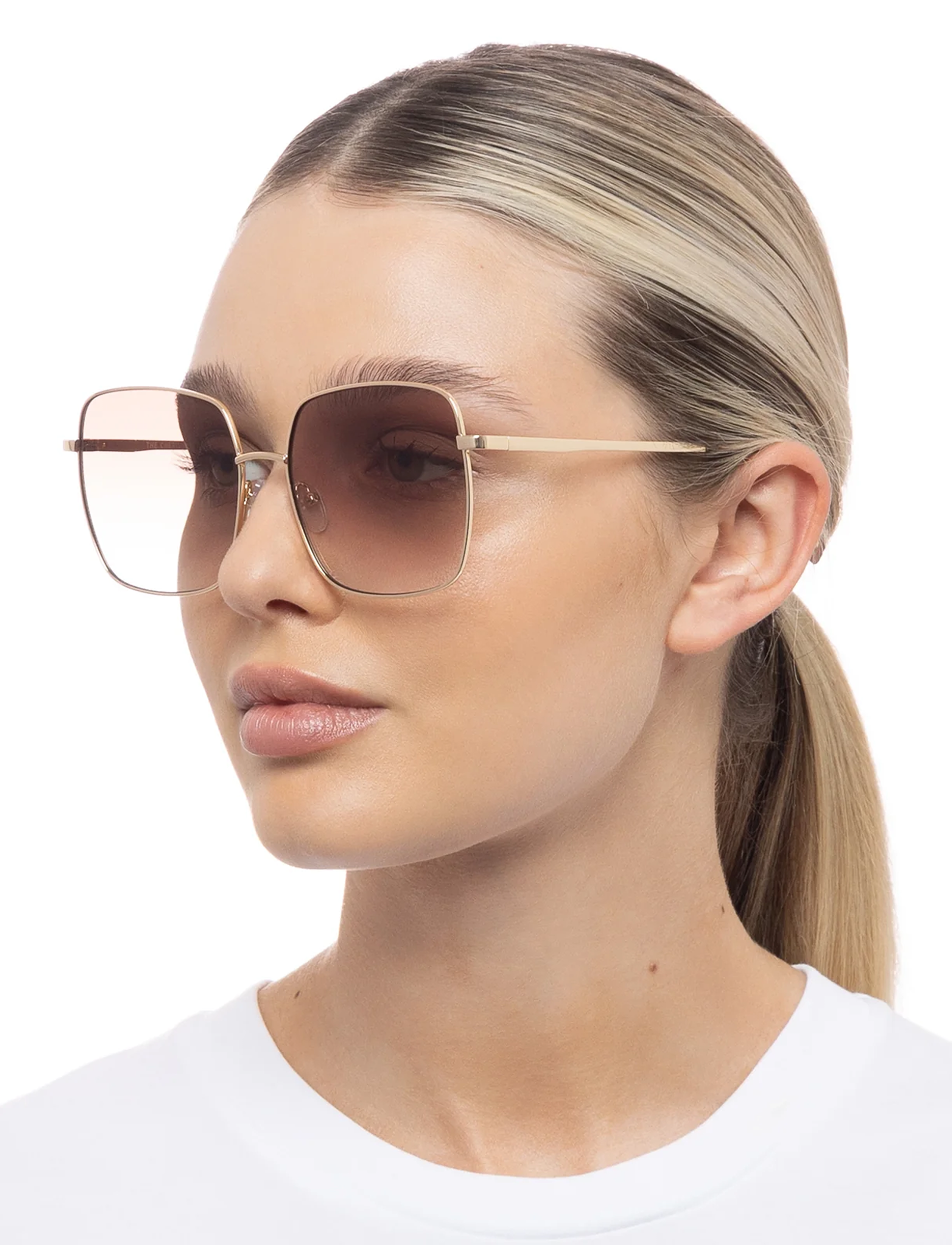 Le Specs The Cherished, One Size, Sunglasses, Gold - Square Frame Frauen