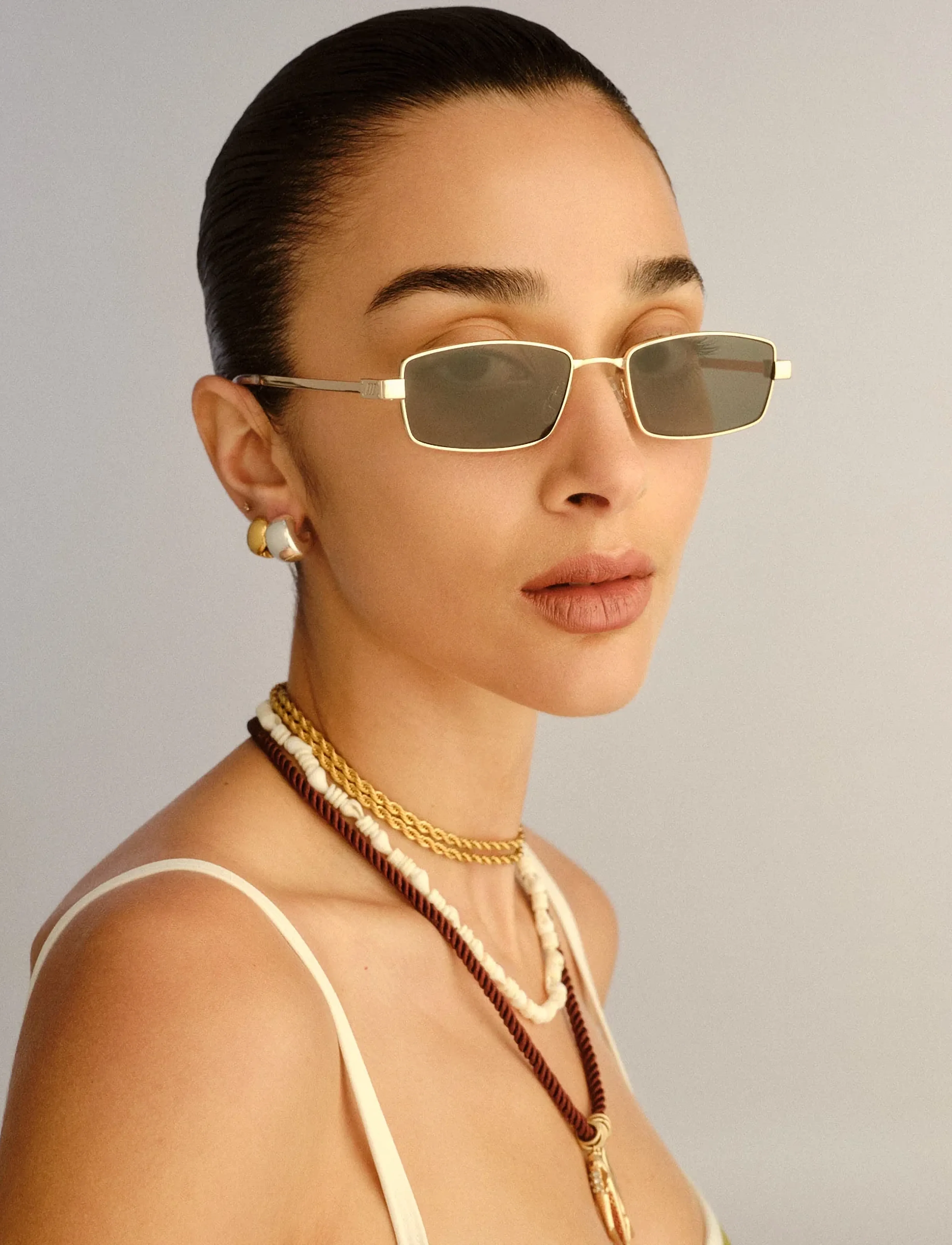 Le Specs - BIZARRO - eckiger rahmen - bright gold / clear w/ khaki mono lens - 4