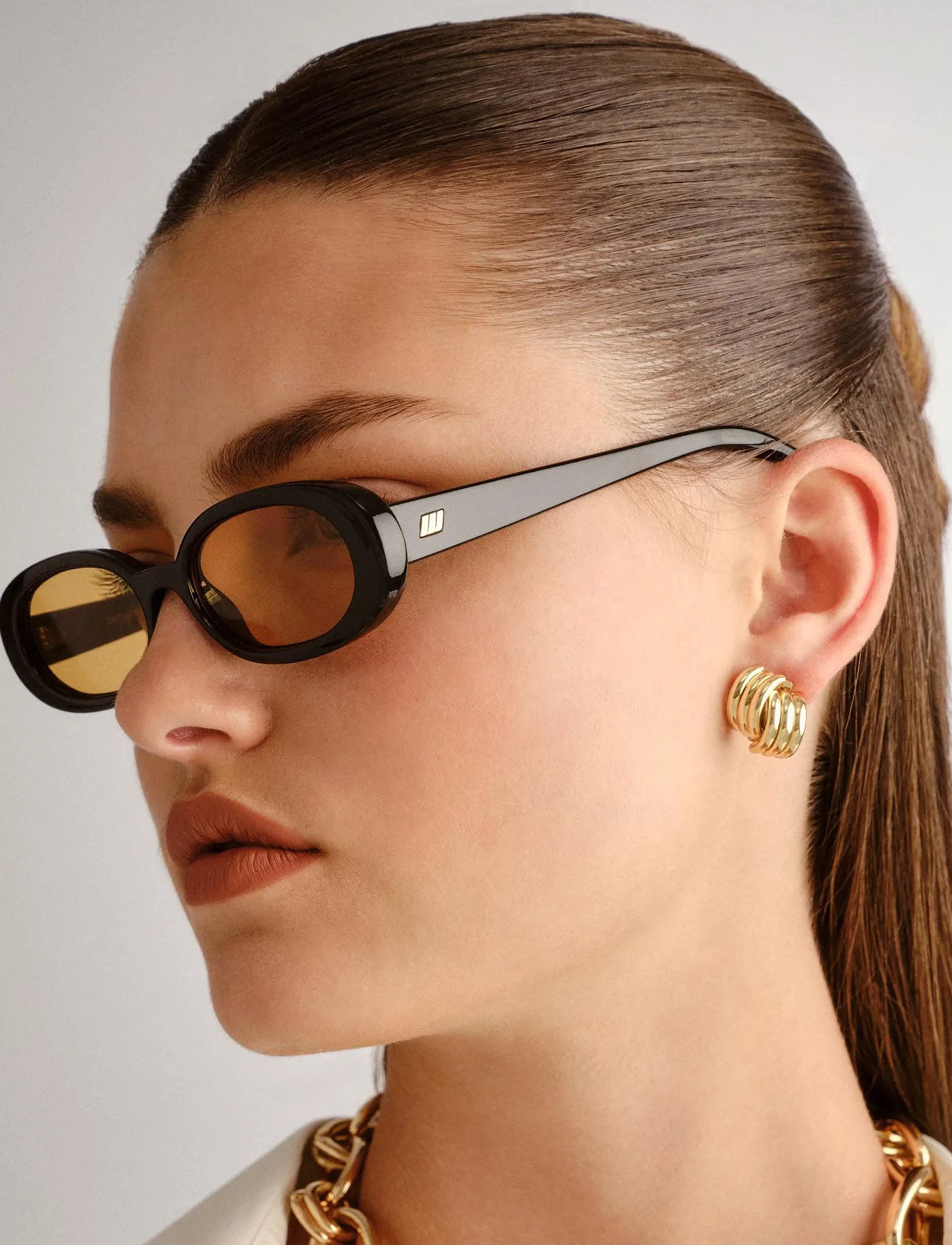 Le Specs - OUTTA LOVE - apvalūs rėmeliai - black w/ mustard mono lens - 5