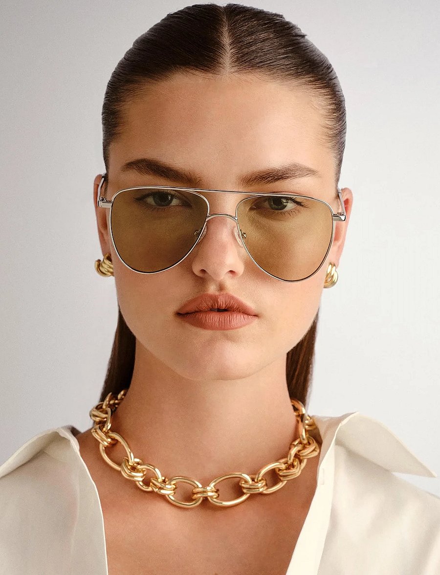 Le Specs - THE DUKE - piloto stiliaus - silver w/ sage mono lens - 0