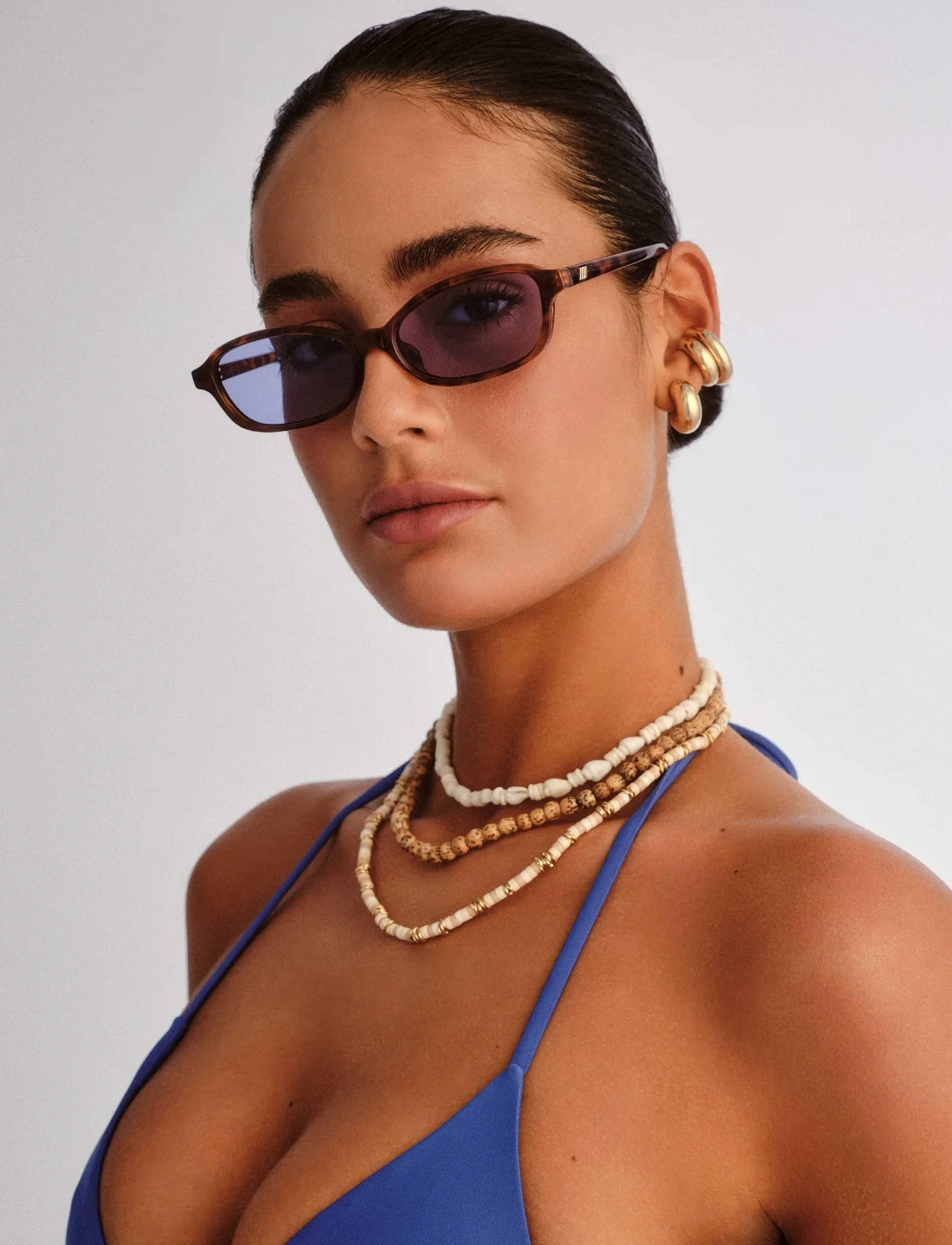 Le Specs HONEY POT - Atostogų būtiniausi - AMBER TORT W/ DUSTY BLUE TINT LENS / brown