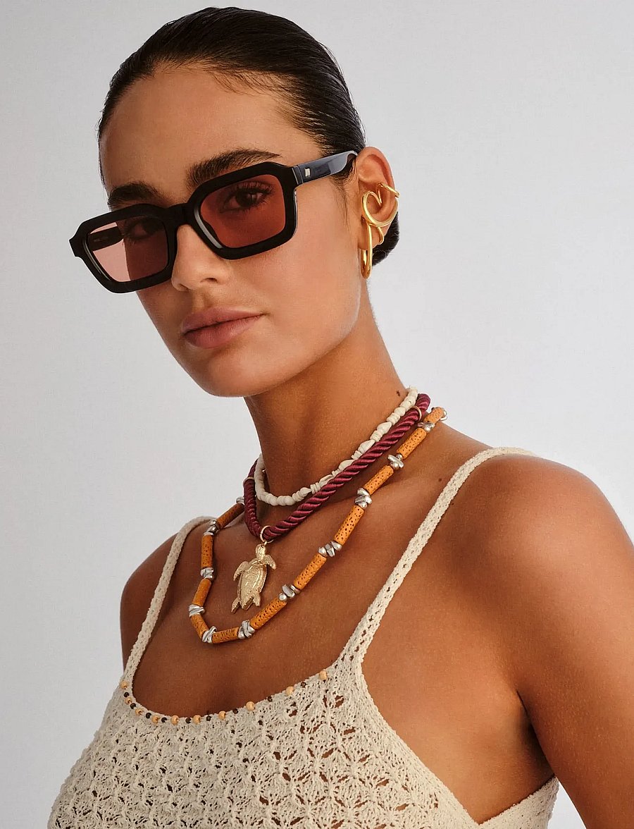 Le Specs - IMPOSSIBLE - firkantede solbriller - black w/ cinnamon tint lens - 0