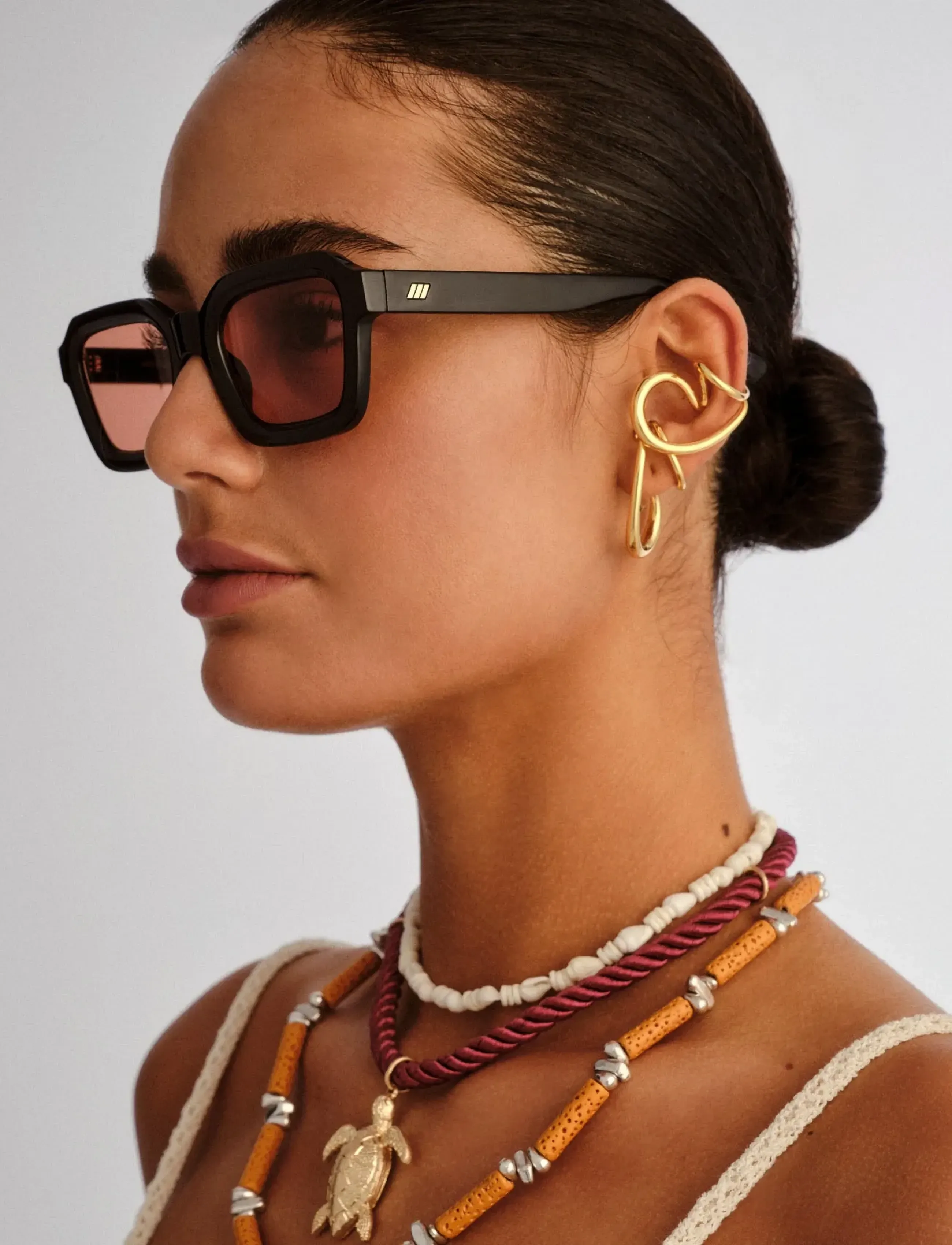 Le Specs - IMPOSSIBLE - firkantede solbriller - black w/ cinnamon tint lens - 4